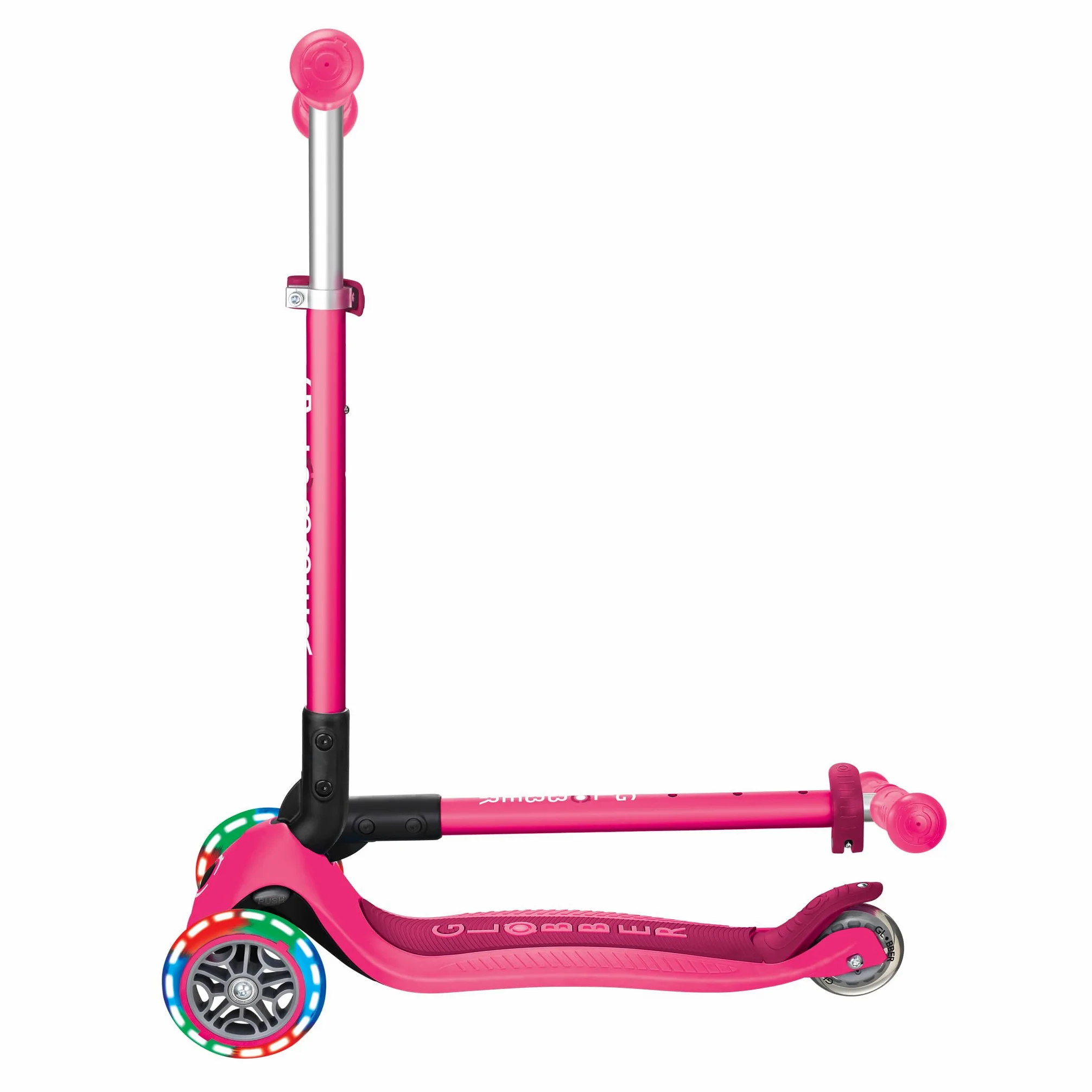 GLOBBER Primo Foldable Lights - Monopattino per bambini, 120/80 mm, ABEC 5, 3 ruote, regolabile in altezza, ruote LED