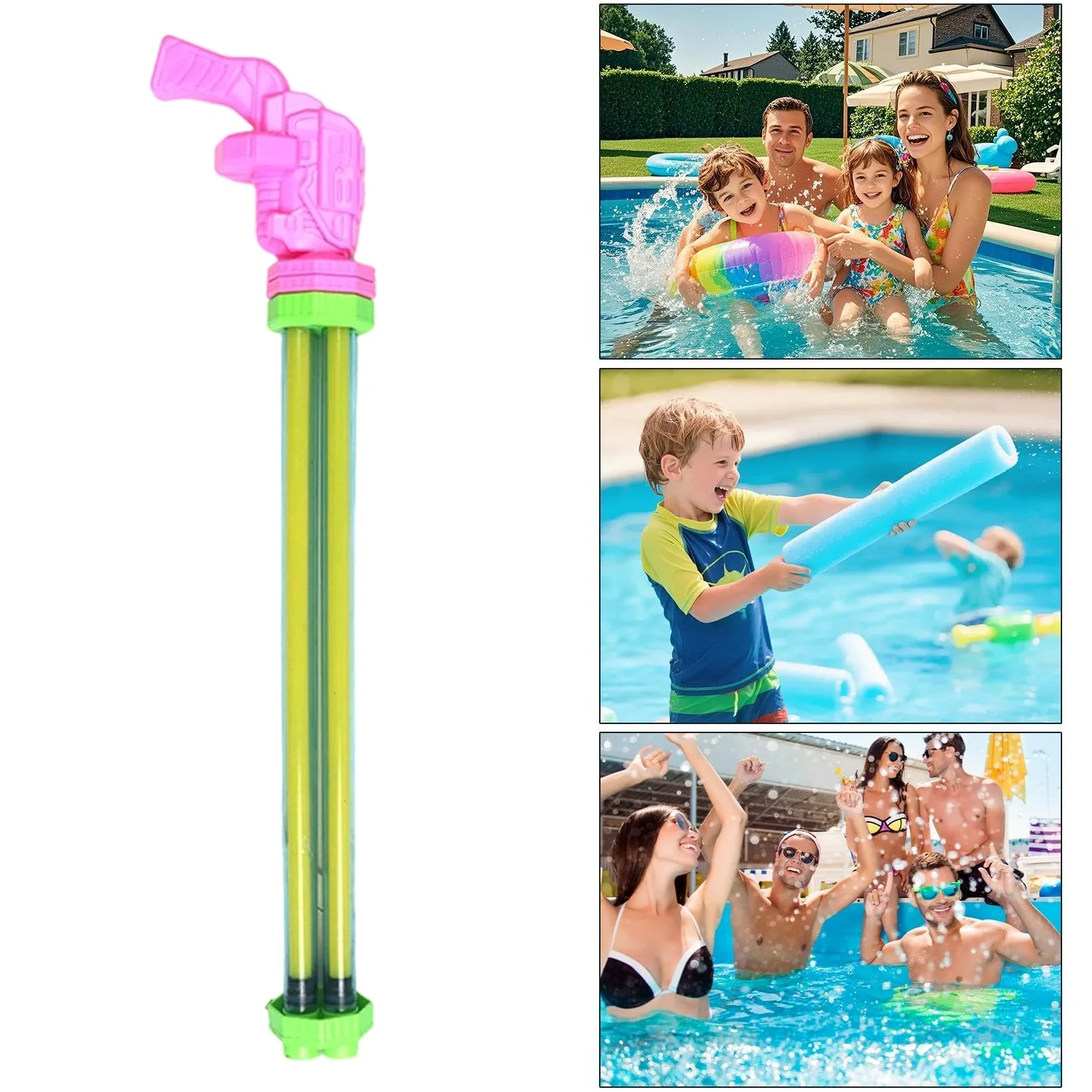 Pistola Ad Acqua Per Bambini Giocattolo Da Festa Multi-Tubo Estraibile | Giocattolo Spruzza Acqua Da Esterno Per Adulti Feste Campeggio Giardino Retro Compleanni Gite Al Lago Prato Cortile