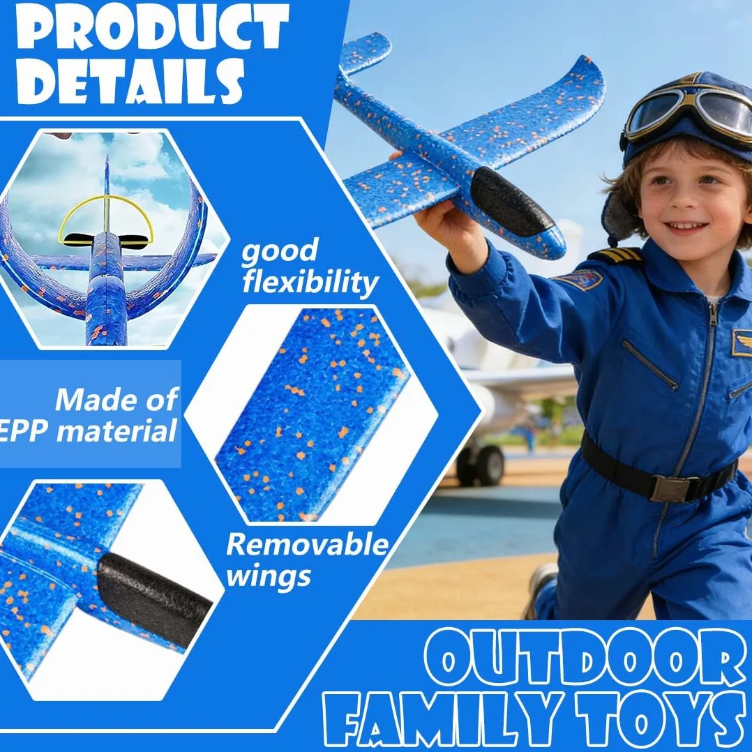 2 Pezzi 24cm Aereo Polistirolo Bambini,Aerei Aeroplano Giocattolo, Giochi Regalo Bambini Bambina Bambino 4 5 6 7 8 9 Anni, Aliante Aeroplano Schiuma per Grande Giochi Esterno