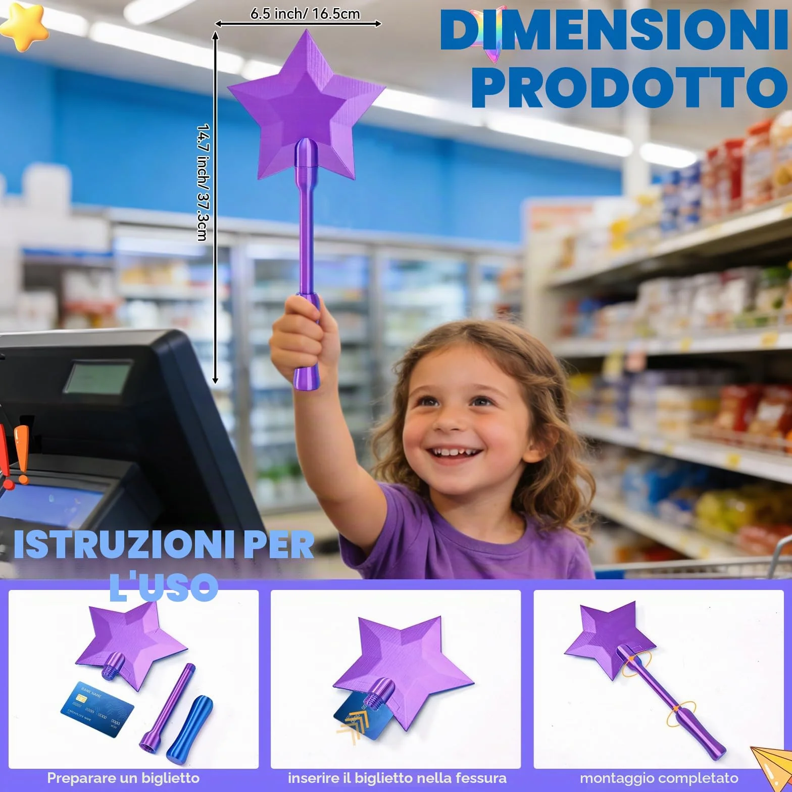 Bacchetta Magica Carta di Credito, Bacchette per carte di Pagamento, Portatile e Funzionale, Porta Carte Di Credito ECarte Di Pagamento, Regalo Divertente e Funzionale per Bambini, Adulti