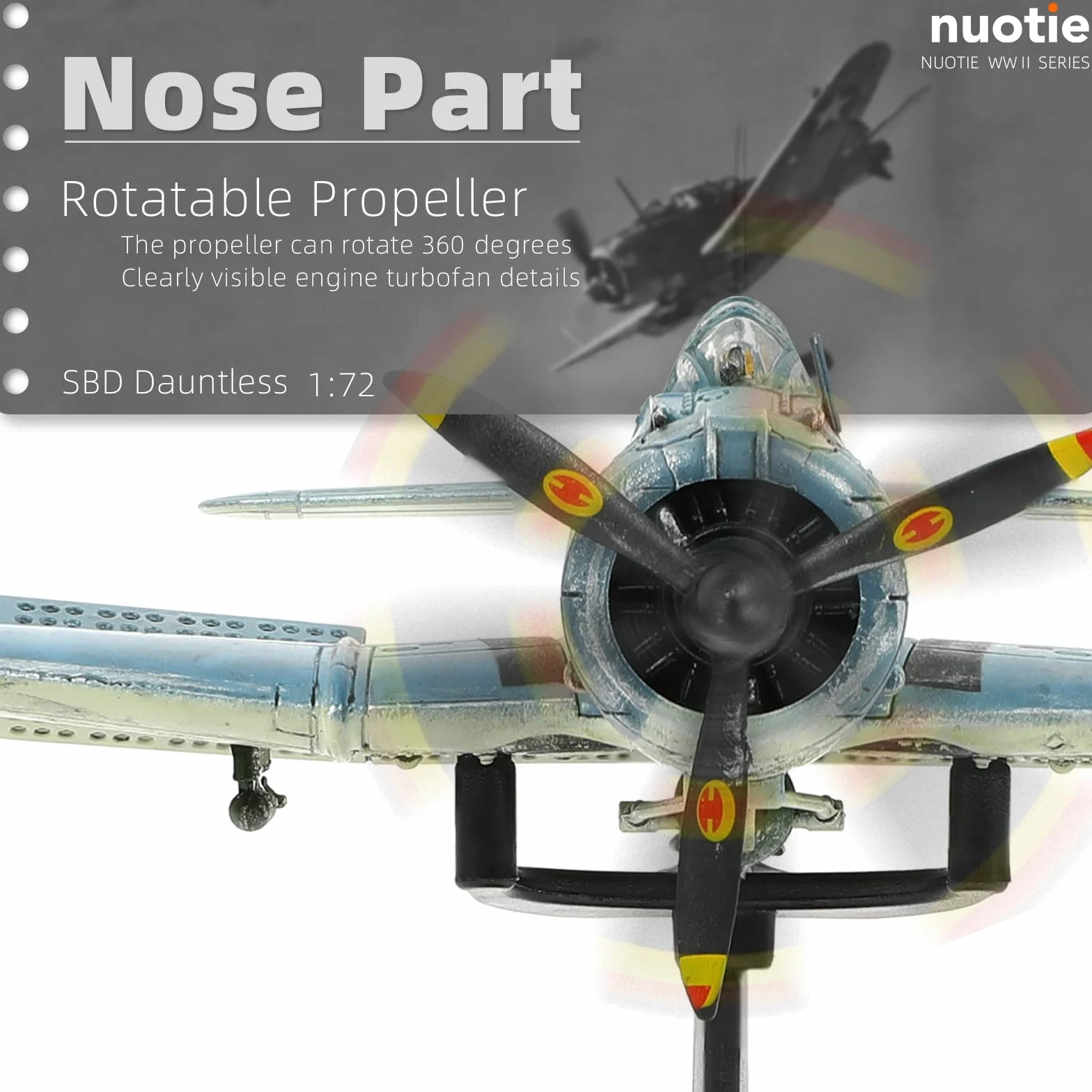 NUOTIE Douglas SBD-2 Dauntless Dive Bomber Model Aereo da Guerra Seconda Guerra Mondiale Midway 1/72 Metall Fuso Pressione