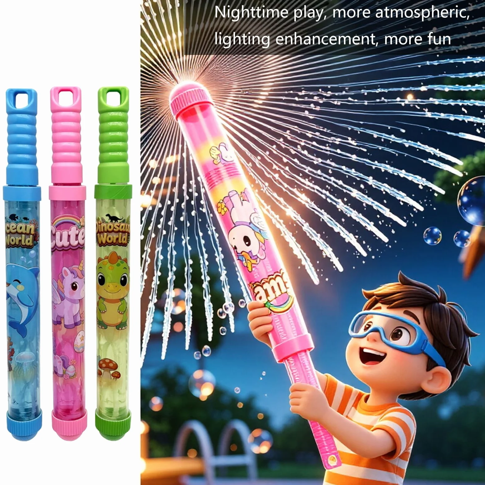 6 spruzzi d'acqua, spruzzi d'acqua, bacchetta magica con design 2 in 1, per feste in piscina, giochi per bambini