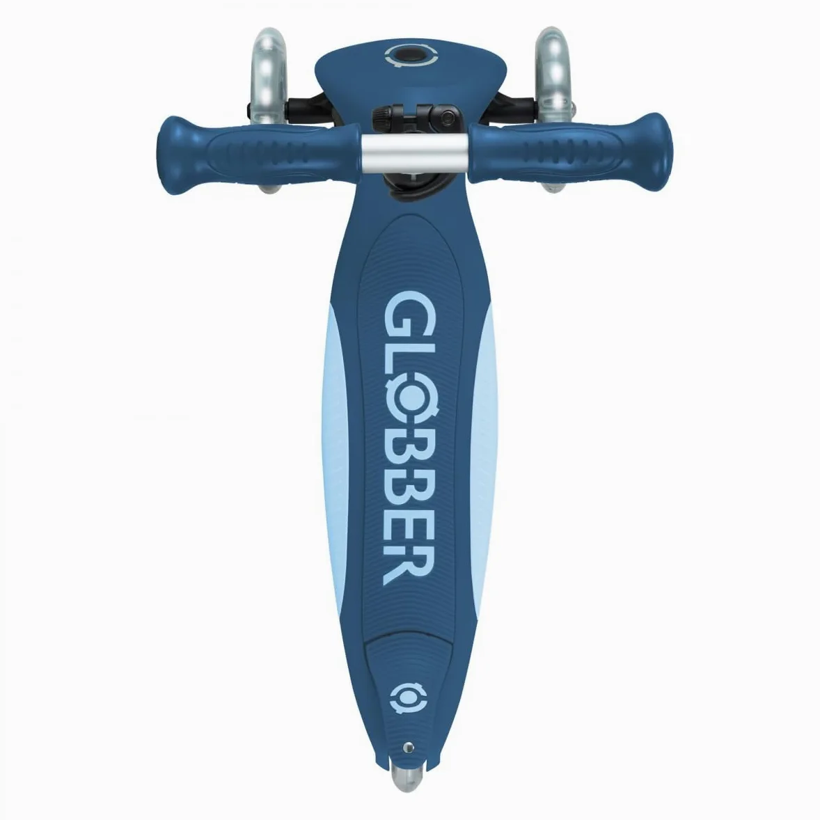 Globber - Primo Foldable Plus Lights - Monopattino a 3 ruote per bambini dai 3 ai 9 anni, blu scuro