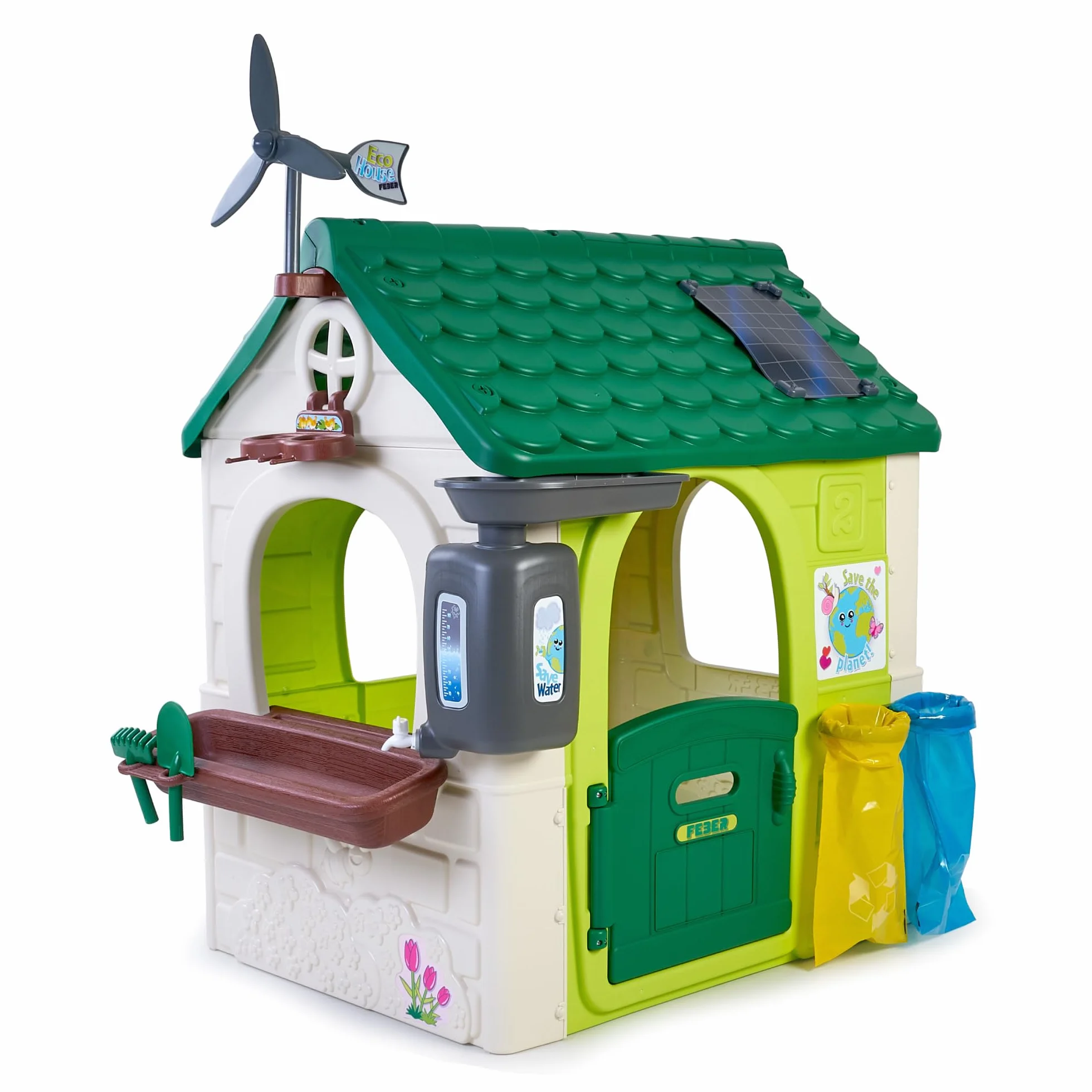 FEBER - Casa Ecologica, Educativa con Giochi Ecologici, Orto Urbano, 2 Cestini per Rifiuti, un Mulino a Vento, per Bambini e Bambine Amanti della Natura, da 2 anni, Famosa (FEH16000) Versione attuale