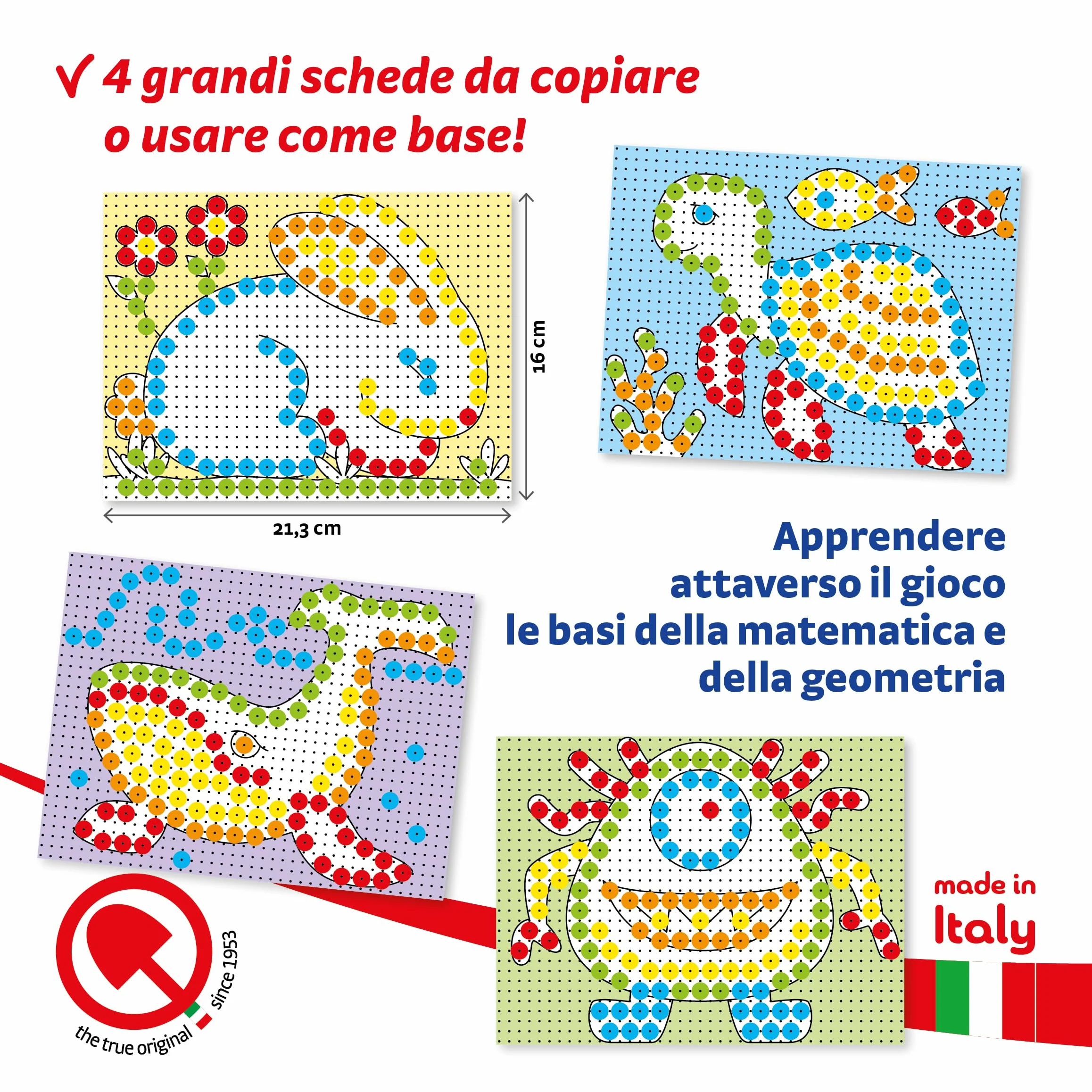 Quercetti FantaColor Tab 150 Chiodini Giochi da Tavolo Bambini 3-6 Anni Educativo Creativo Made in Italy
