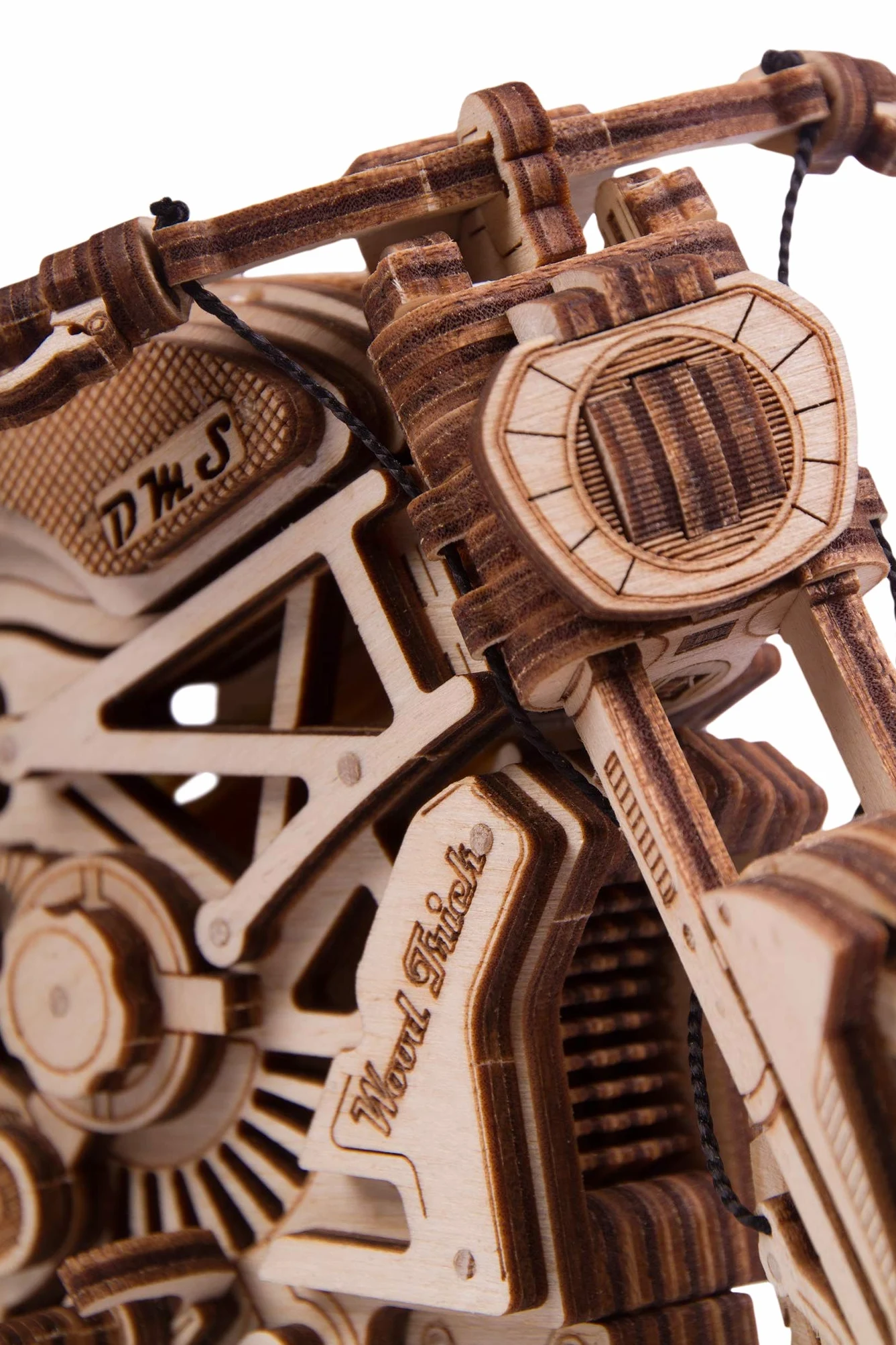 Wood Trick Motorcycle Puzzle 3D di Legno per Adulti da Costruire | [203 Pezzi] Rotola Fino a 4,9 m - Kit di Montaggio Meccanico in Legno DIY per Adulti