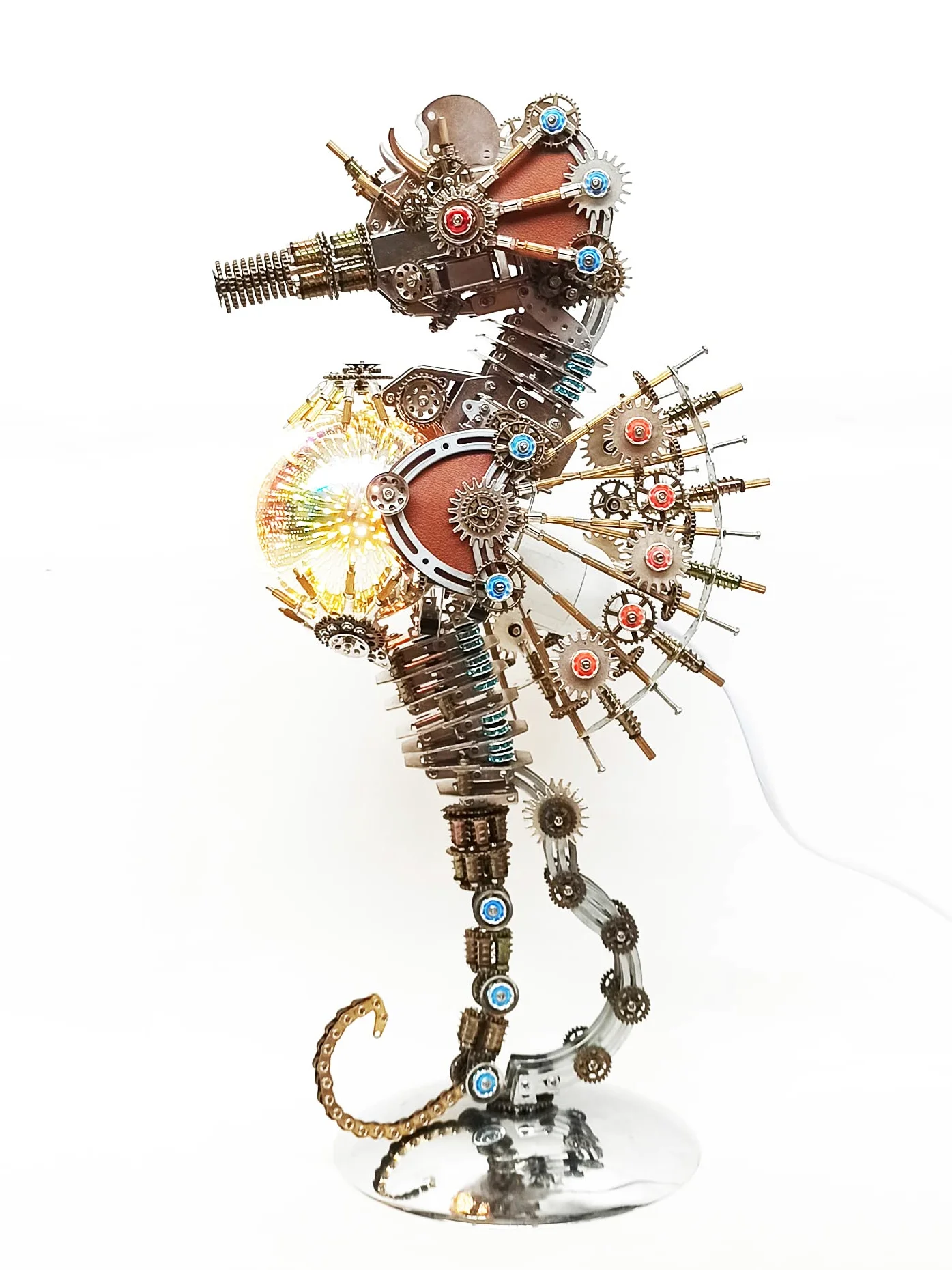 JOEBO Puzzle 3D Steampunk Meccanico in Metallo, Kit Modello Cavalluccio Marino 2100 Pezzi con Lampada fuochi d'artificio, Ornamenti Animali tradizionali/1018