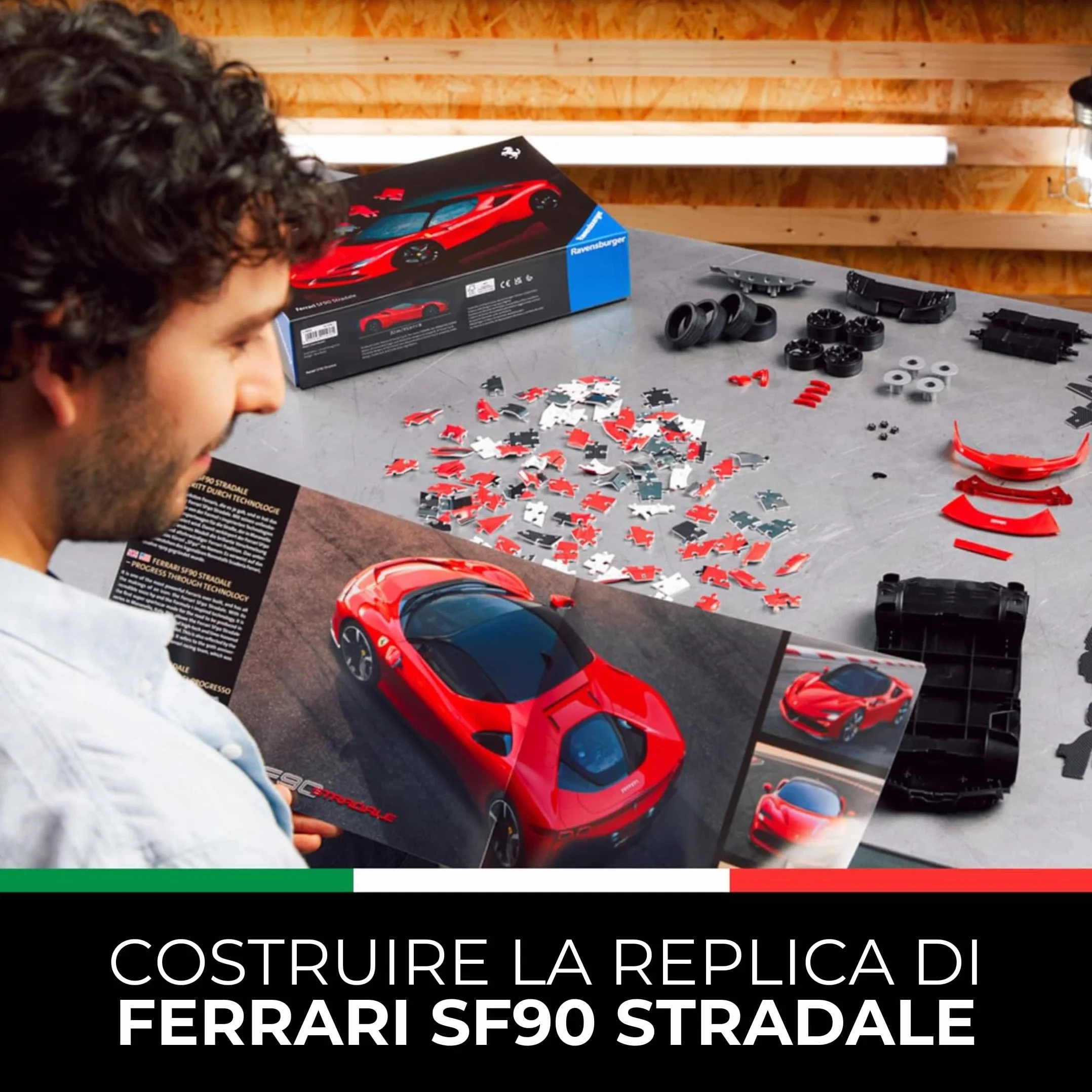 Ravensburger - Puzzle 3D Ferrari SF90 Stradale 161 pezzi, Modellismo da costruire adulti, Modellino Ferrari, Modellini auto da costruire, Idee Regalo