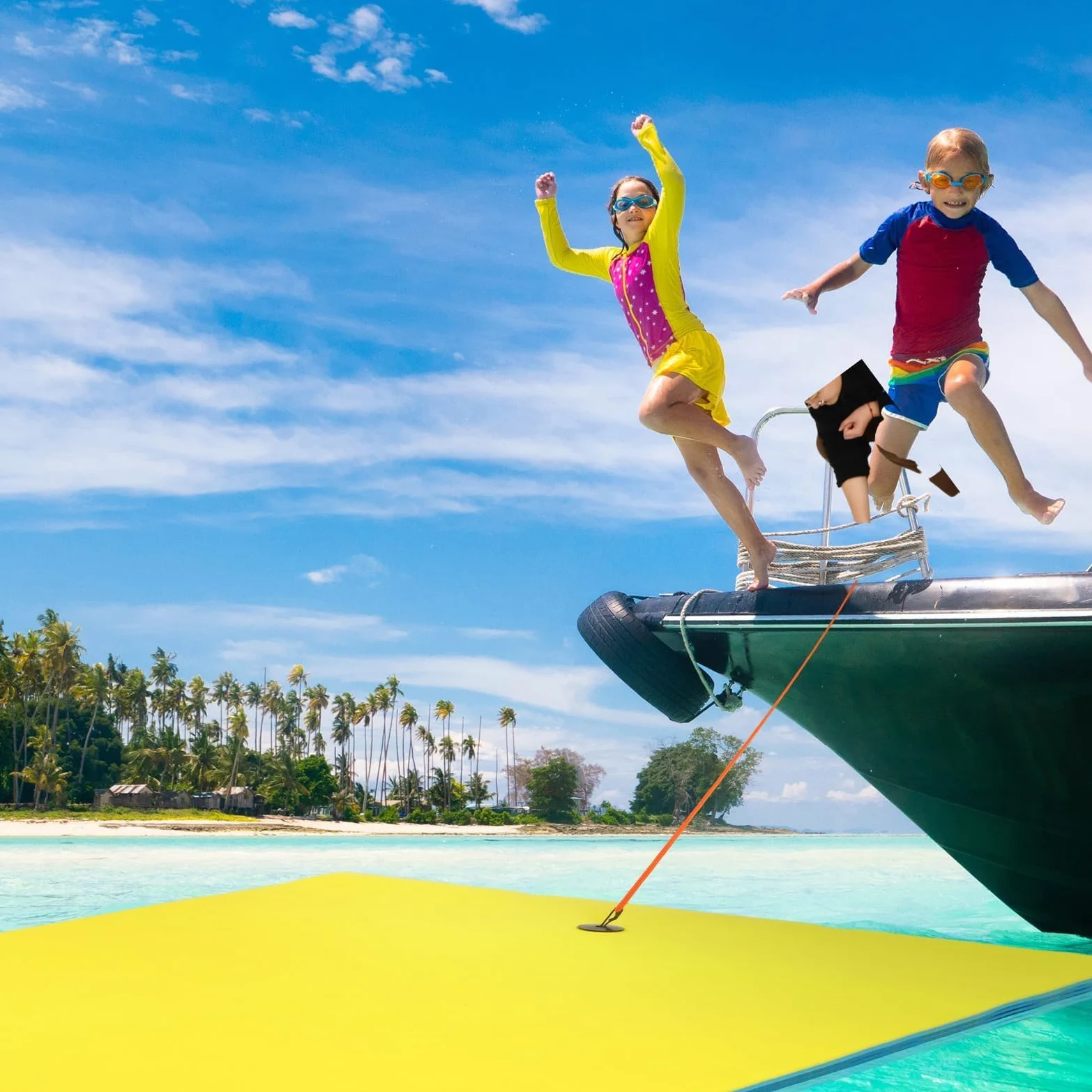 Tappeto Galleggiante, Tappeto d'Acqua Galleggiante Resistente agli Strappi per Lago, Tappeti Galleggianti per Piscina Ricreativa, Spiaggia, Lago, Disponibile, Adatto a più Utenti,Giallo,400x150x3.3cm