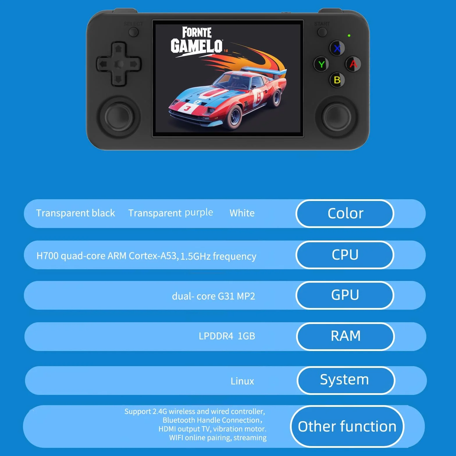 RG35XX H, Anbernic, console di gioco portatile retrò con scheda 64GTF, design a doppio joystick, schermo HD da 3,5 pollici, dura fino a 8 ore di batteria ad alta capacità per una migliore esperienza