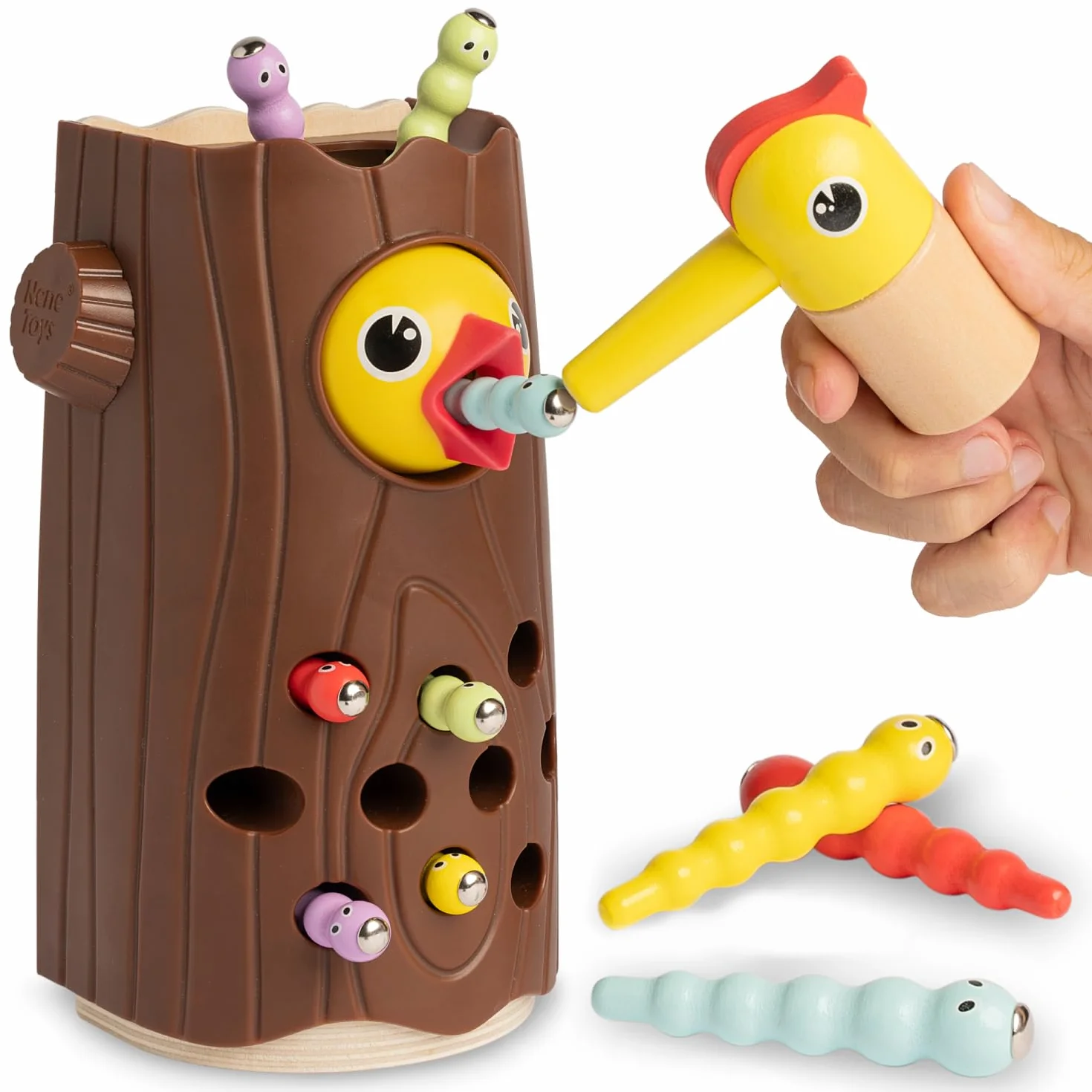 Nene Toys Picchio Piccolino – Giocattolo Educativo Magnetico per Bambini di 2+ Anni – Migliora Le Abilità Motorie Fini e Il Riconoscimento dei Colori – Gioco Bambini Bambine 2 3 Anni [Nuova Versione]