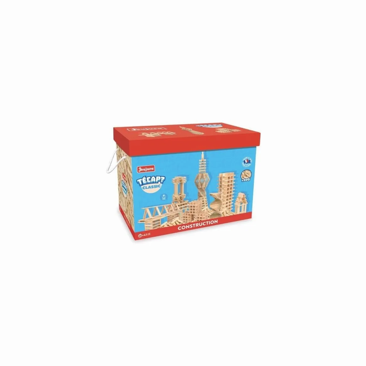 Jeujura - Tecap Classic - 500 Pezzi - Giochi di Costruzione - per Realizzare Il Maggior Numero Possibile di Costruzioni - Lasciare Libera la Propria immaginazione - Manipolazione - creatività - 8338