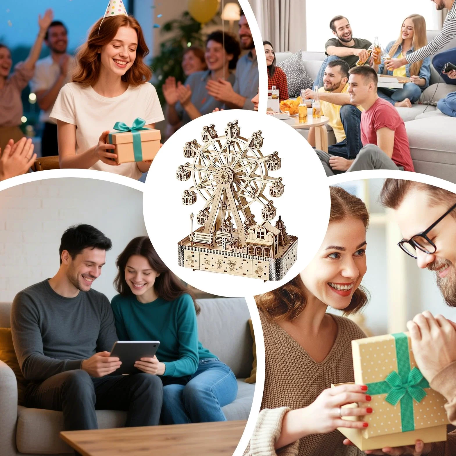 Puzzle 3D per Adulti Artigianato Della Ruota Panoramica | Kit Puzzle In Legno Da 183 Pezzi Con LED E Musica per Natale Ringraziamento Uomini Donne Adolescenti Bambini Hobby Casa