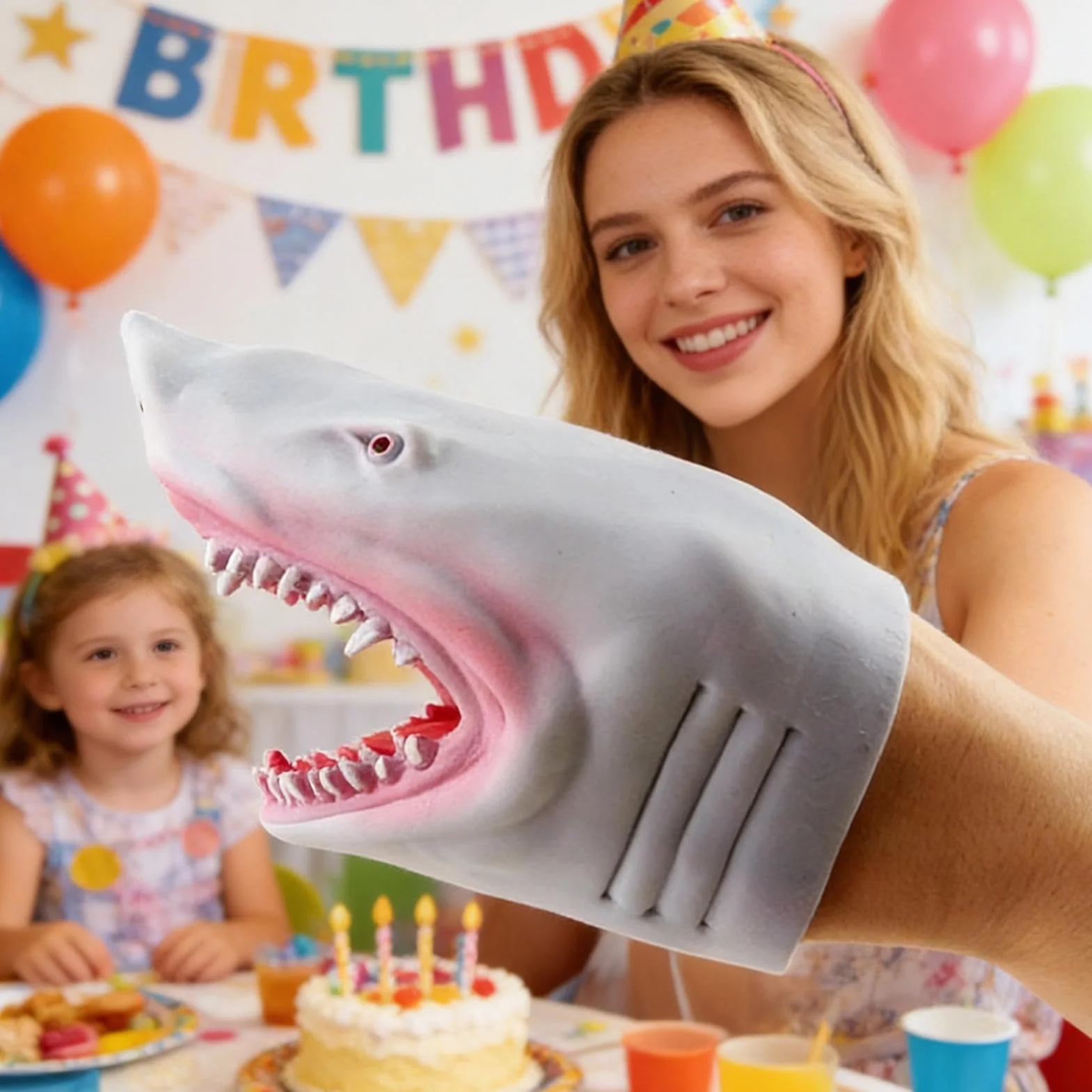 Shark Puppet Realistic Interactive Hand Toy Party Favor Fun Role Play for Boys Girls
