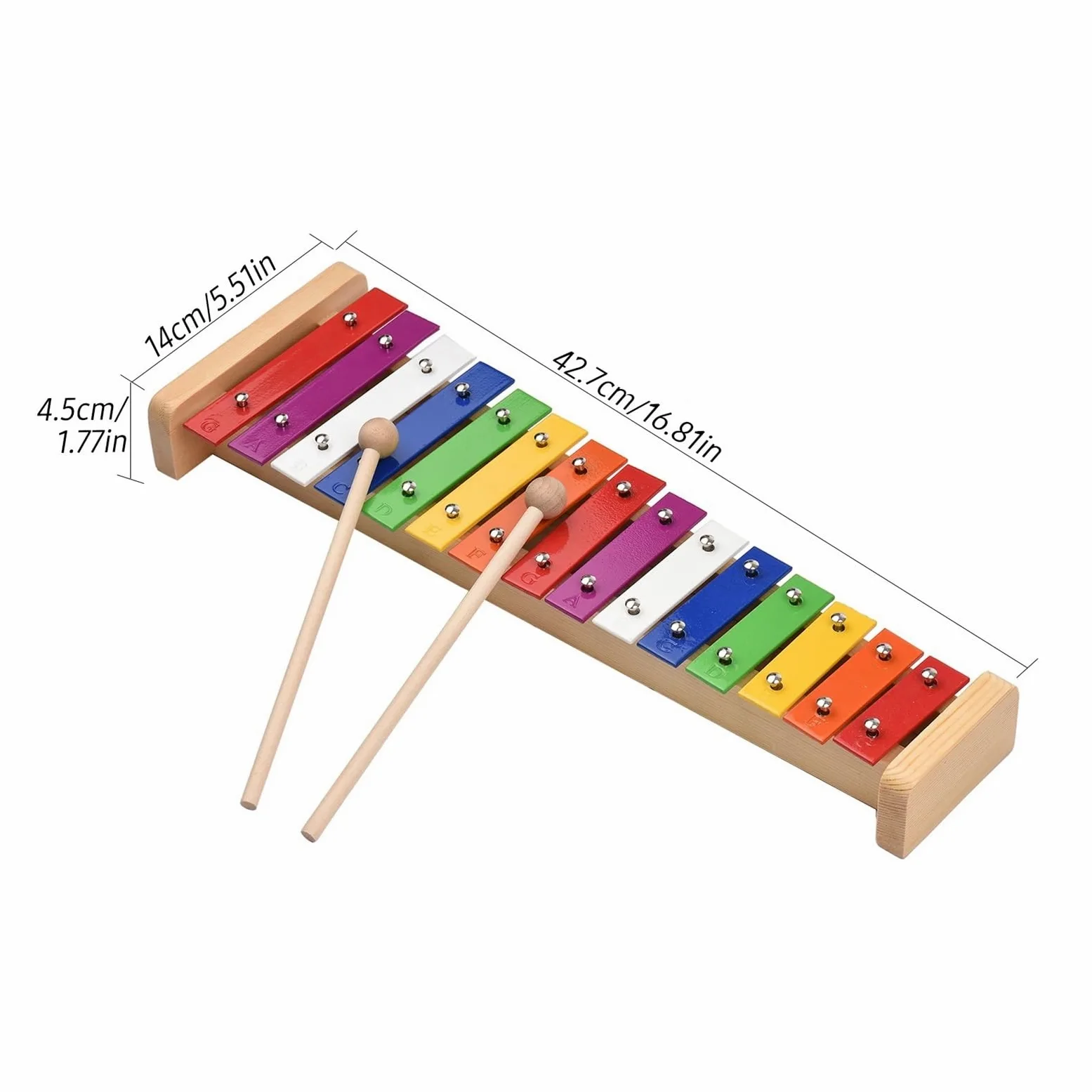 15 Note Glockenspiel Xylophone | Base in legno colorato