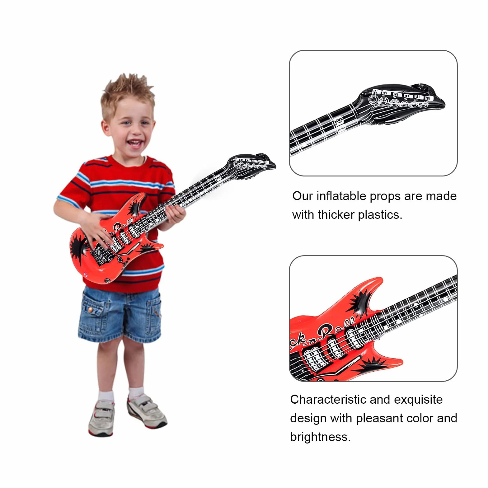 VIKSAUN 10 Pezzi Gonfiabili Rock Star Giocattolo Set 5 Chitarre 5 Microfoni Decorazione Feste Rock and Roll