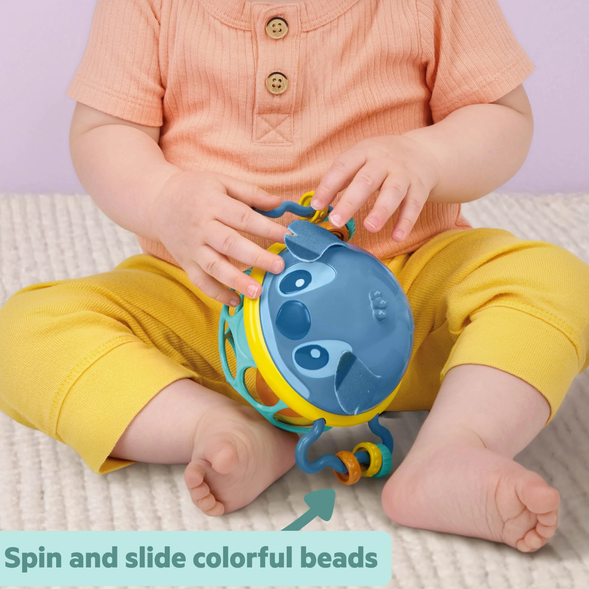 Disney Baby Stitch Sonaglio Jingle & Shake Oball di Bright Starts con Tecnologia Oball Facile da Afferrare, Unisex, da Neonato in Su