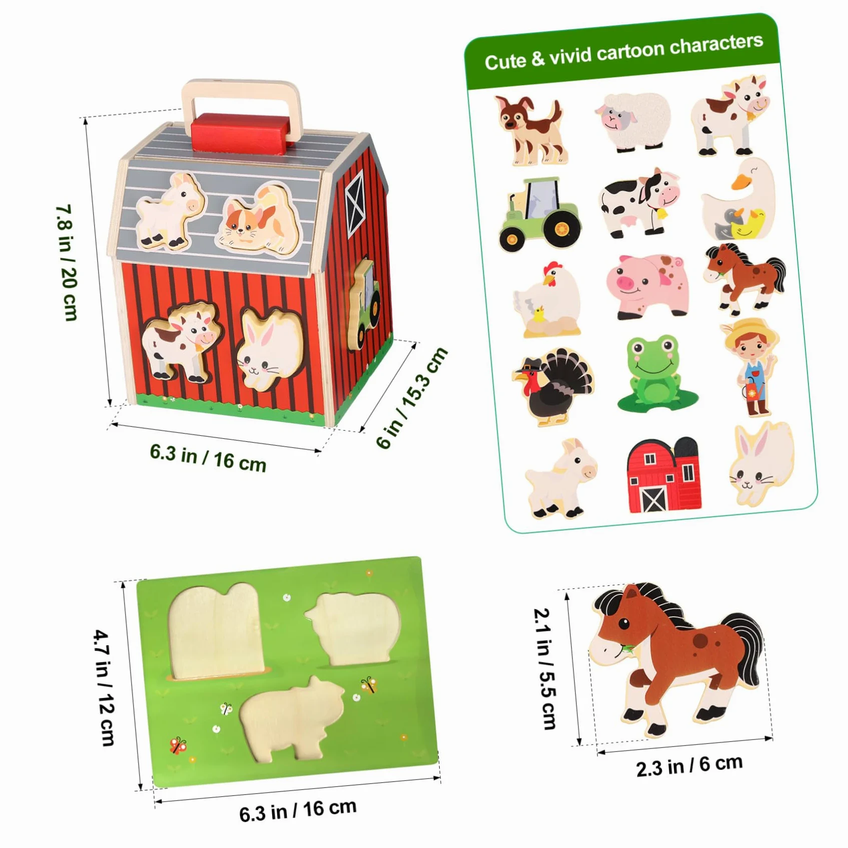 Toddmomy Giocattoli Montessori Fattoria per Anni Animali in Legno Sicuri e Didattici con Fienile Stimolazione Visiva e Sviluppo Cognitivo per Piccoli