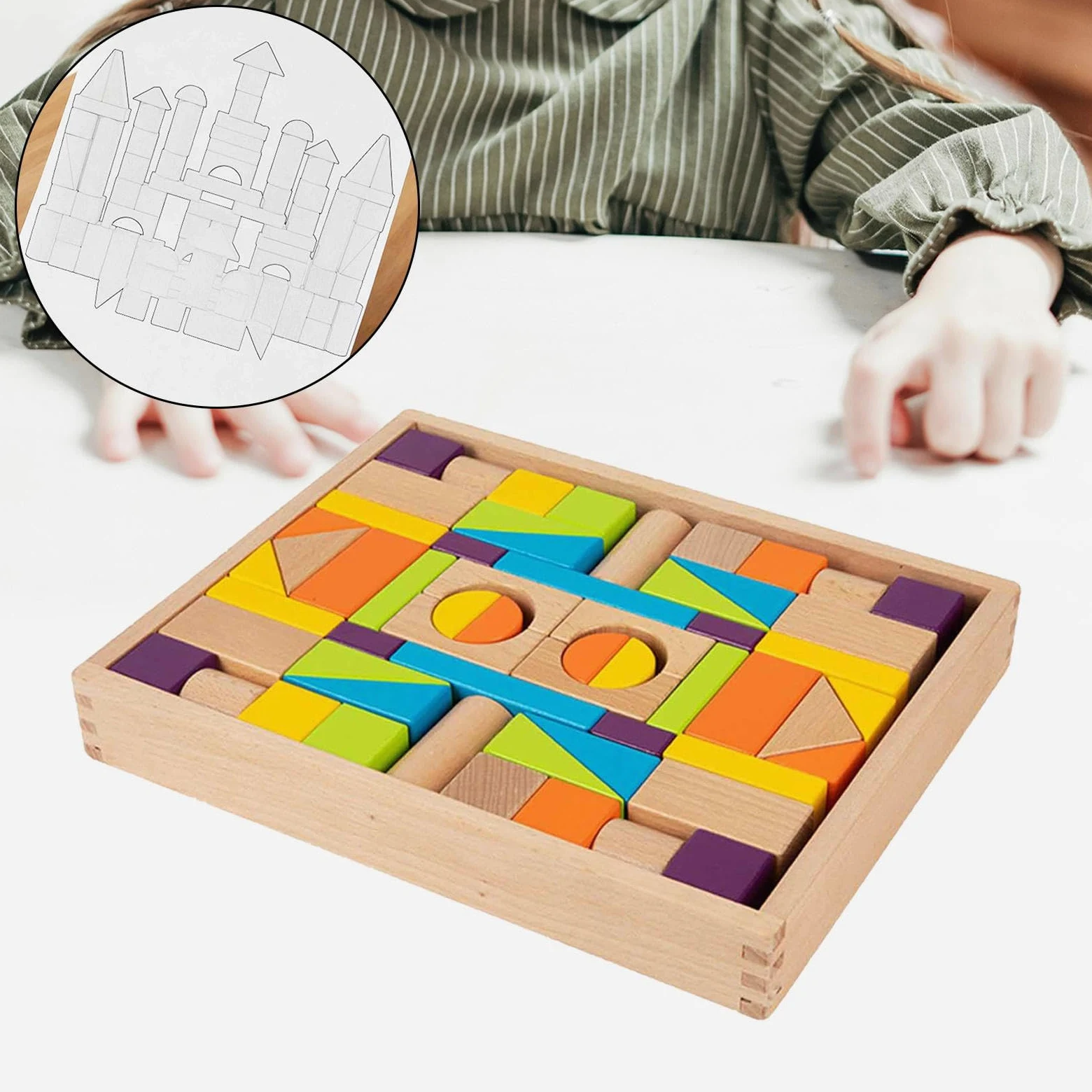 Blocchi di Costruzione Set Blocchi in Legno Blocchi Sensoriali Giocattolo Educativo Sviluppo Motricità Fina Adatto per Gioco Genitore Bambino Regalo D, Colorato