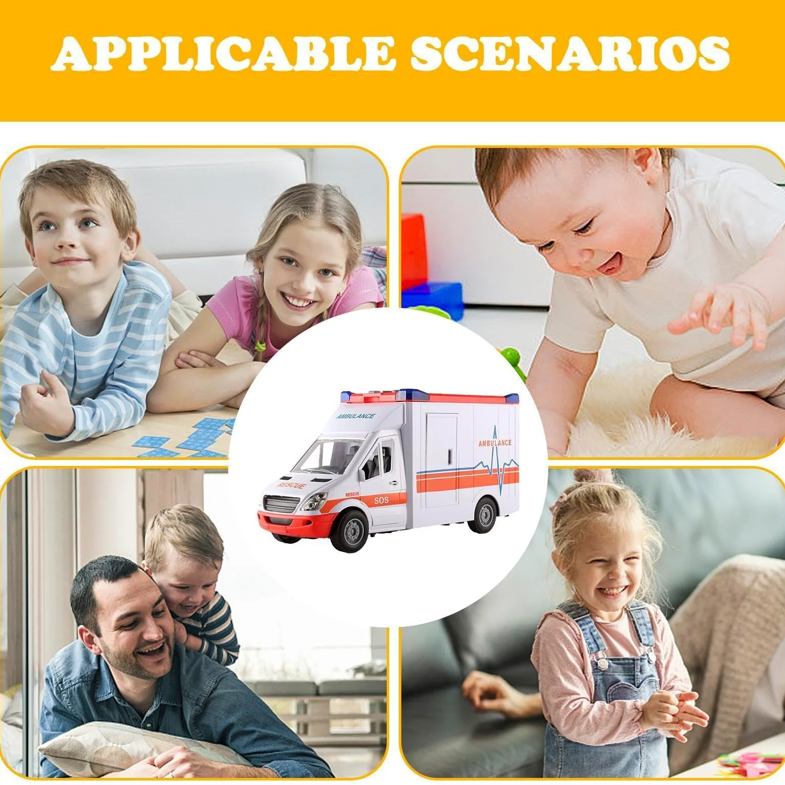 Auto Giocattolo 'ambulanza – Veicolo Di Salvataggio Con Effetti Luminosi E | Suono Della , Grandi Auto Di Lunga Durata | Giocare E Imparare Per Bambini Set Di D