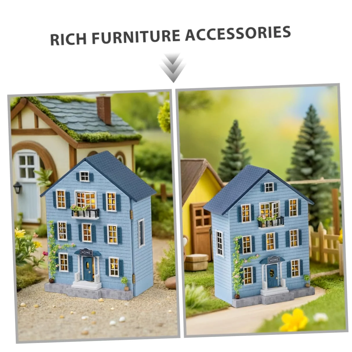 Abaodam Kit Mini Casa delle Bambole in Legno con Mobili Costruzione Artigianale Portatile per Adulti e Ragazzi Decorazione Natalizia Creativa e Collezionabile