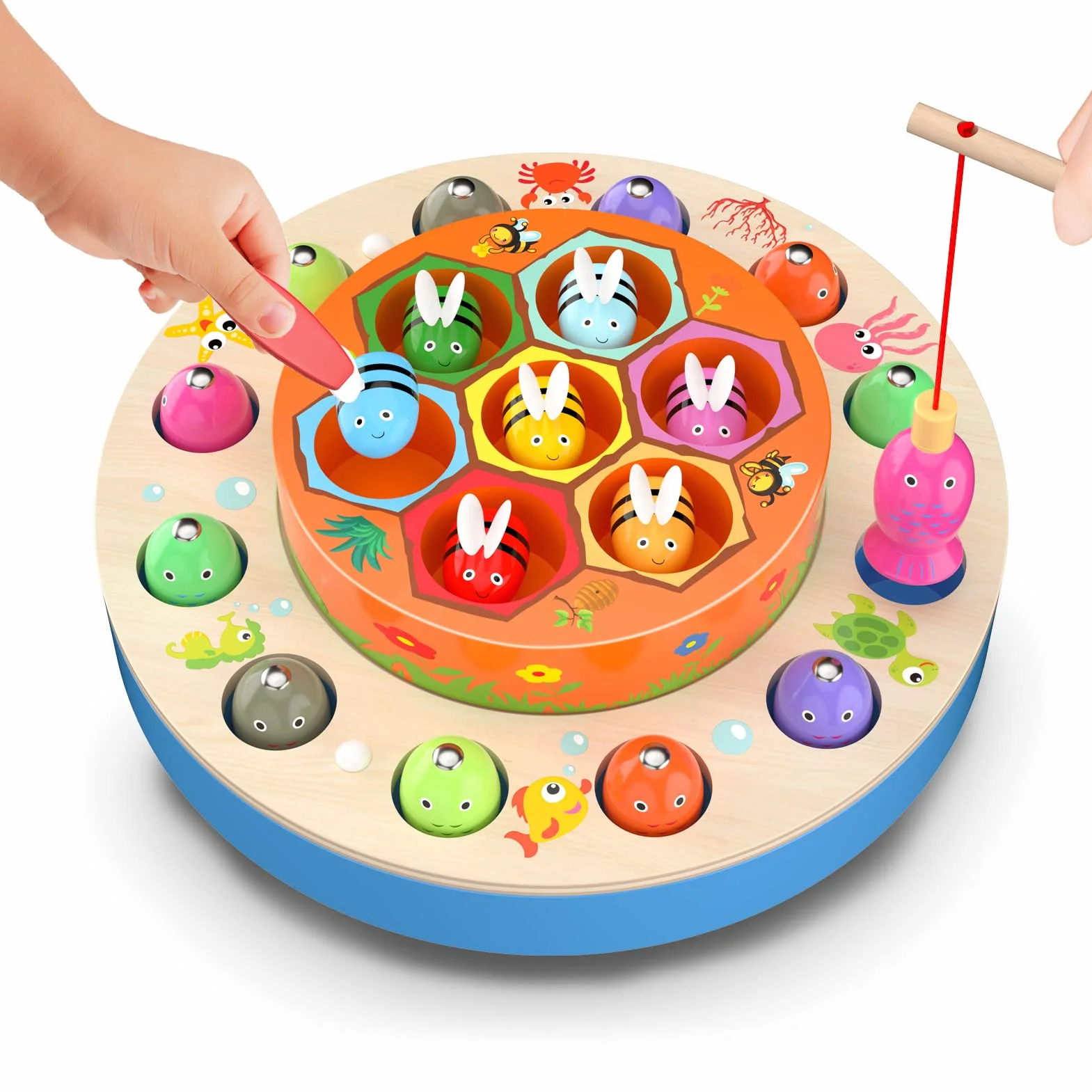 Uping Giochi Montessori Giocattolo di Legno Gioco di Pesca Magnetico 3 Anni Educativi Regalo Ragazzi Ragazze