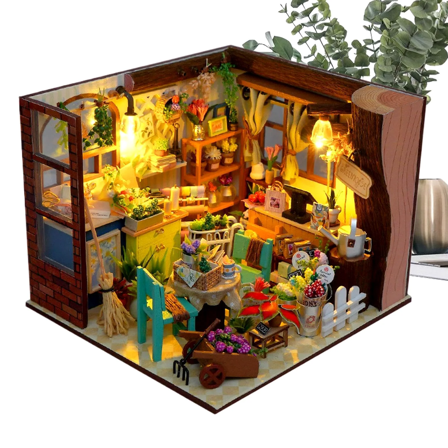 Kit fai da te per una casa in miniatura Giocattolo Di Costruzione Modellino | Kit di casa fai da te Per la decorazione di scrivania, dormitorio, appartamento, libreria, soggiorno e abitazi