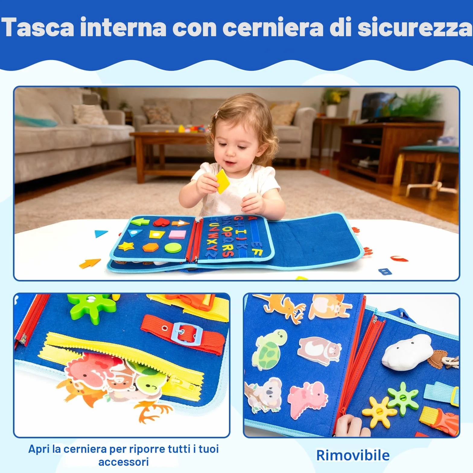 Busy Board Montessori Pannello Sensoriale Giochi Educativi 2 3 4 5 Anni
