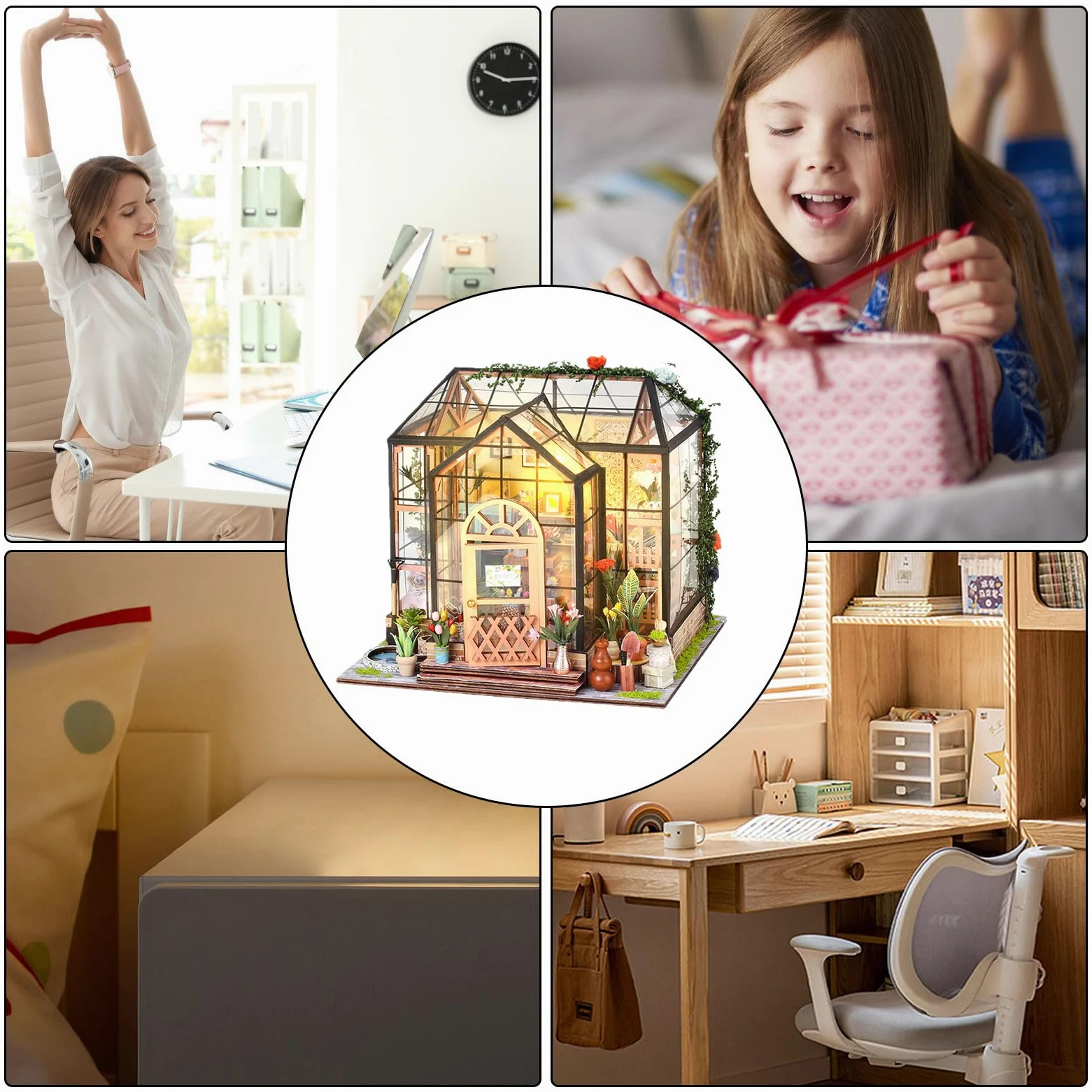 Kit Casa delle Bambole in Miniatura da Costruire Set Decorazione | 3D Serra Kit Per Adulti Natale Halloween Scaffale Camera Miniatura Display Artigianato