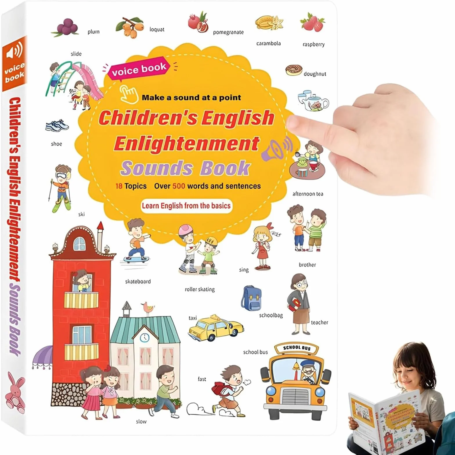 Libro di Apprendimento Audio di 500 Parole in Inglese, Libro Sonoro Interattivo per Bambini con 18 Temi Quotidiani, Giocattolo Educativo Divertente per Bimbi dai 2 ai 6 Anni