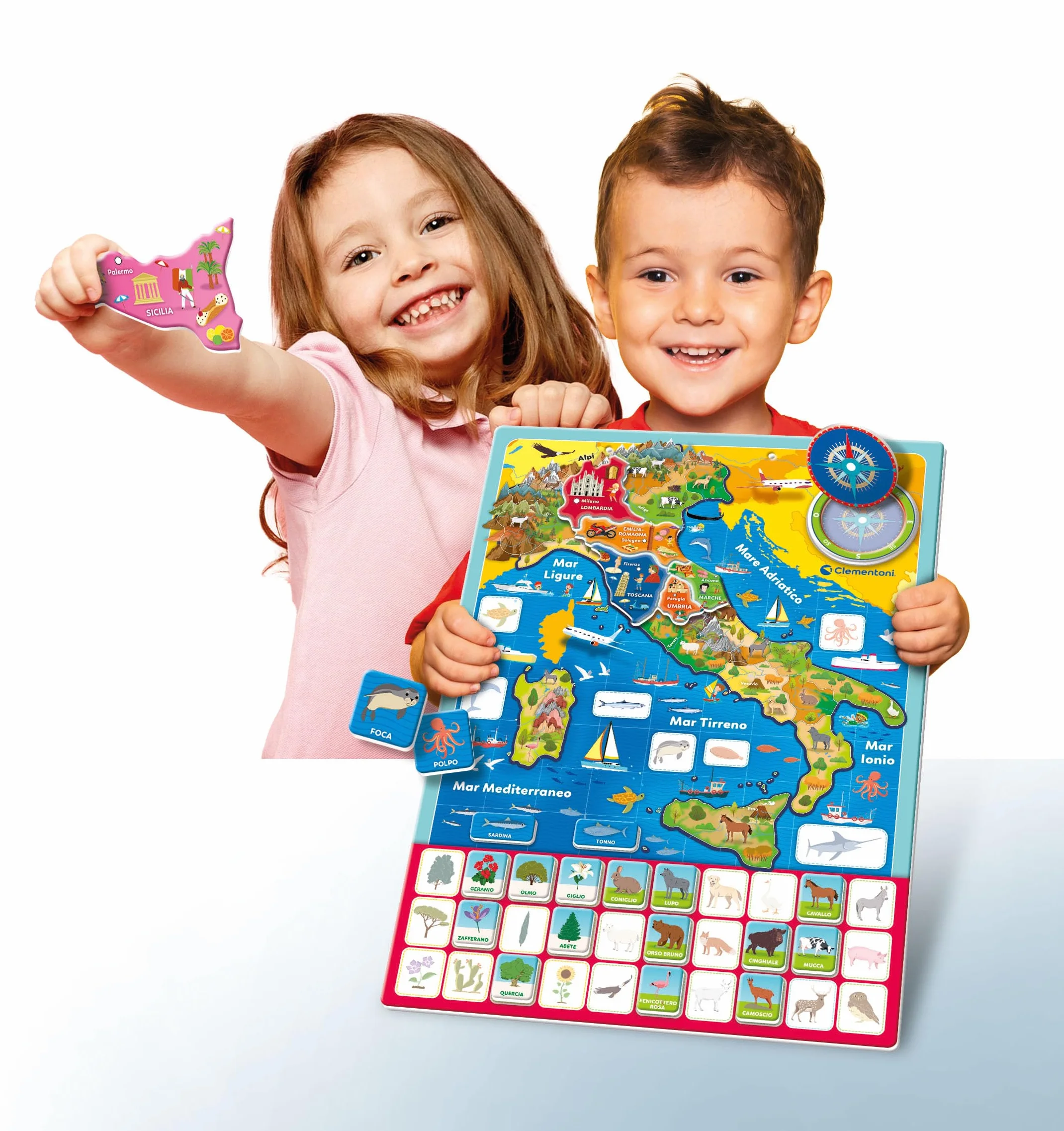 Clementoni Sapientino Geo-Puzzle Magnetico Italia Puzzle Cartina Fisica Gioco Educativo Geografia Bambini 4 Anni