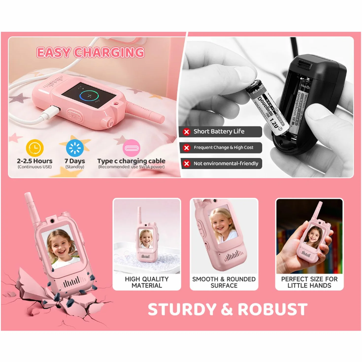 Bambini Walkie-Talkie Video Set 2 Pezzi Giocattolo Interattivo Educativo Fotocamera HD