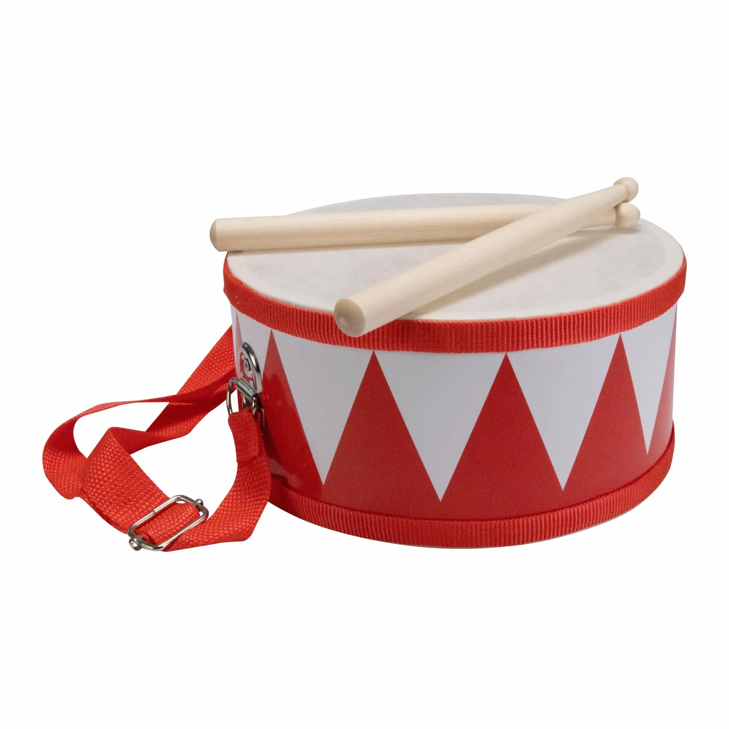 3845r - Tamburo musicale per bambini, in legno, con cinghia per il trasporto e bacchette D: 20 cm