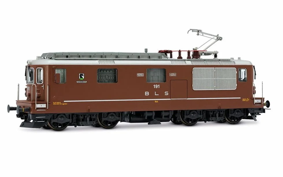 Rivarossi HR2960S BLS, Re 4/4 191 'Reichenbach' Lungo con pantografo monobraccio e figurina del Pilota, EP; Locomotiva elettrica IV-V, con Ruote a Disco, con decoder DCC Sound