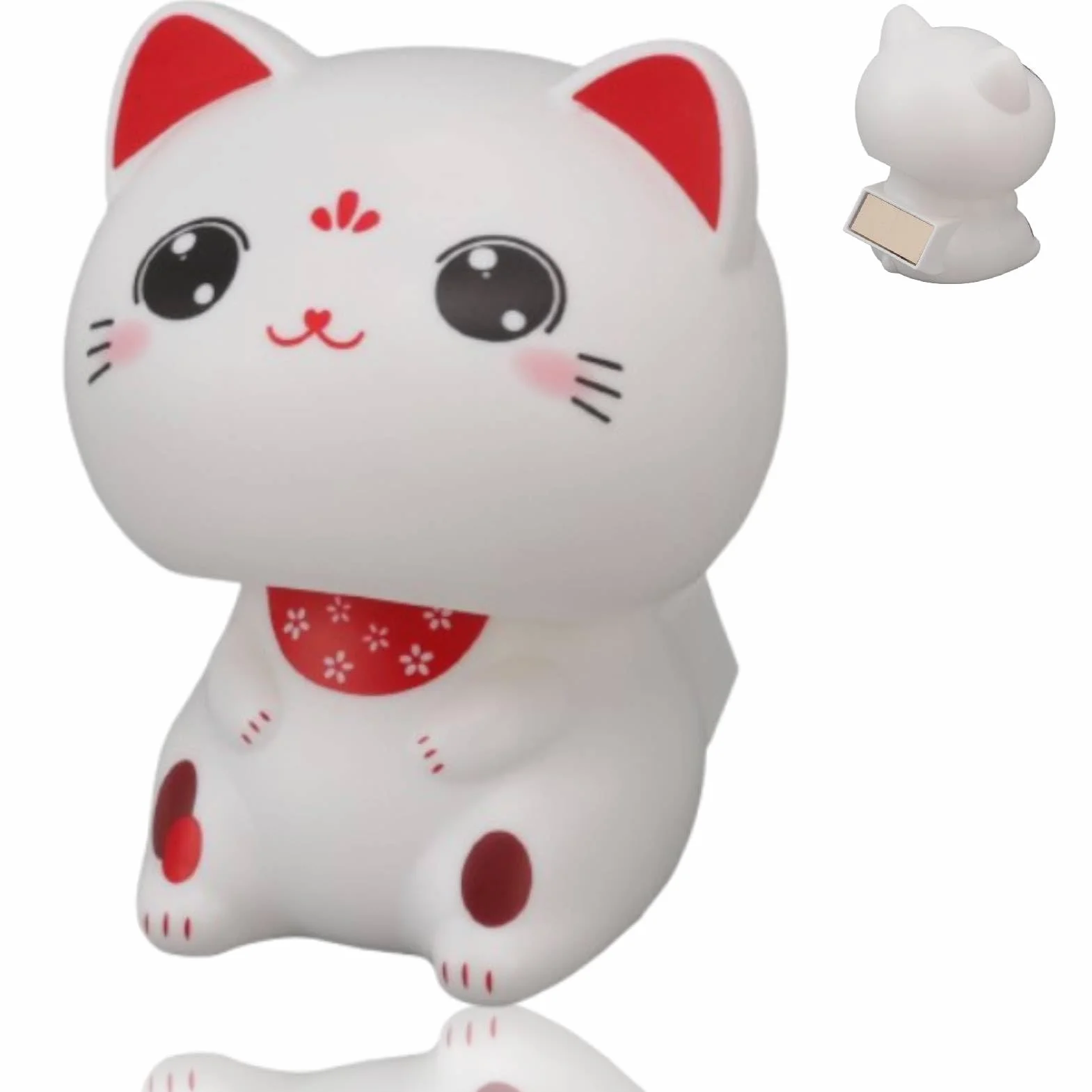 Simpatici gatti che accolgono buona fortuna, gatto in plastica che annuisce fortunatamente Bobble Head gatto che annuisce solare Decorazione per auto gatto che annuisce (with Large Eyes)