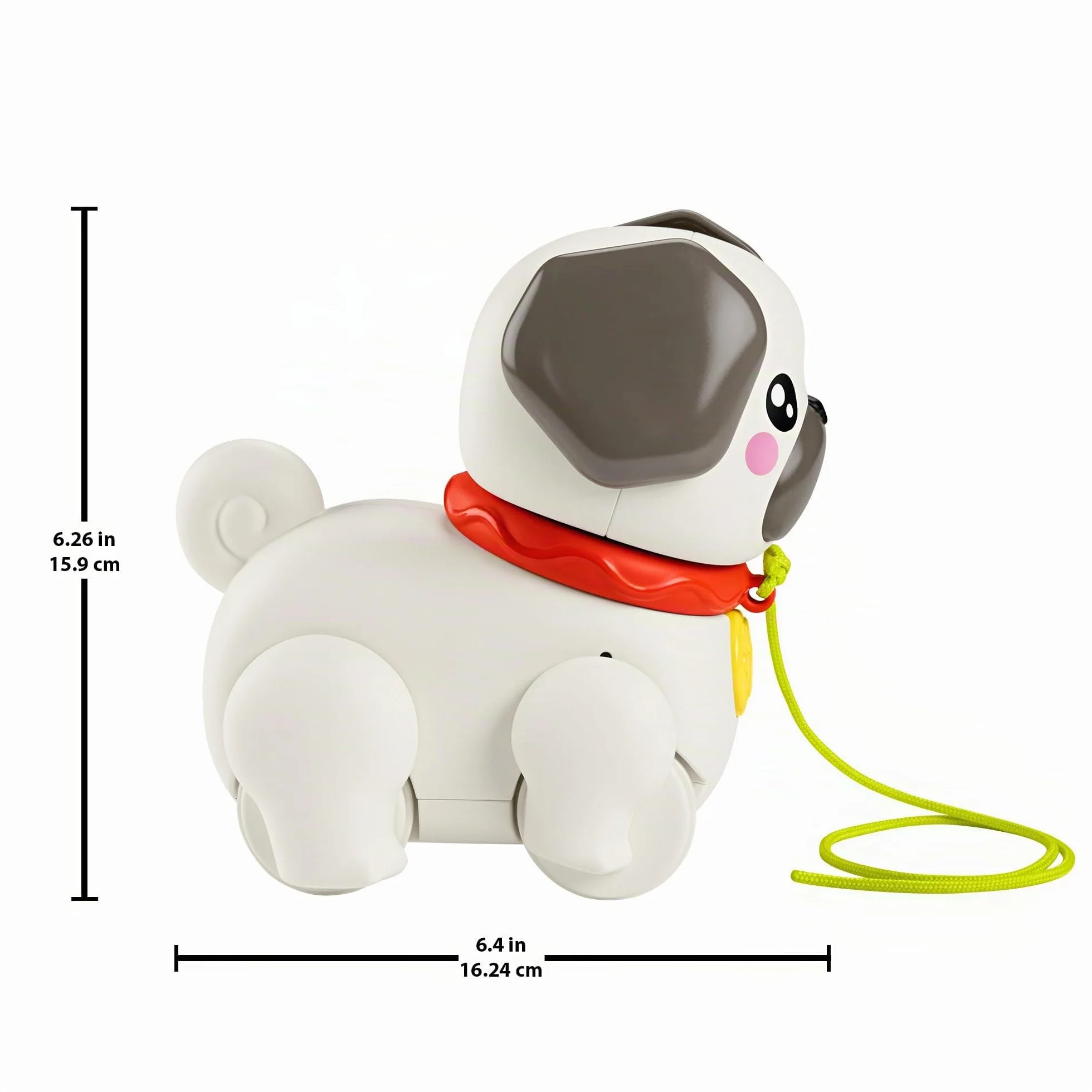 Fisher-Price Pets - Carlino Cammina con Me, Cucciolo trainabile con guinzaglio e Suoni, incoraggia a Camminare e abbaia con Il Movimento, giocatolo per Bambini, 12+ Mesi, HTW94