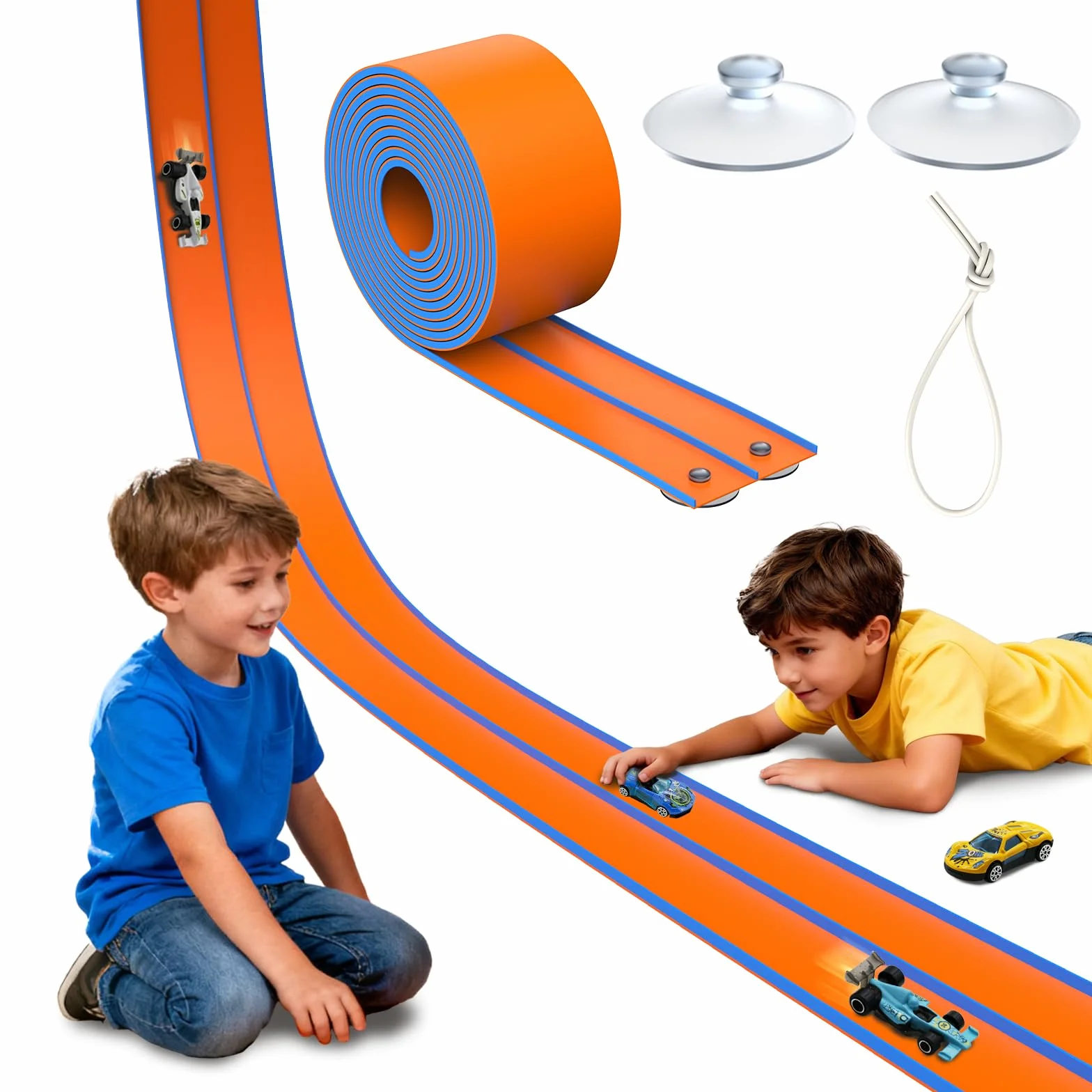 ACELIFE Autocarri flessibili, 4,5 m, incluse 4 auto, rampe portatili, per auto da 1/64°, giocattolo regalo per bambini a partire dai 3 anni in su