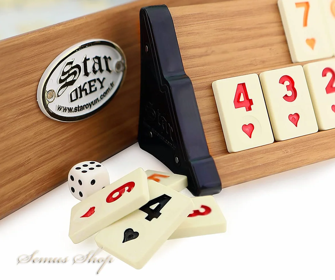Set compatto Rummy / VIP Ahsap Okey SETI con pietre in melamina Orta Boy