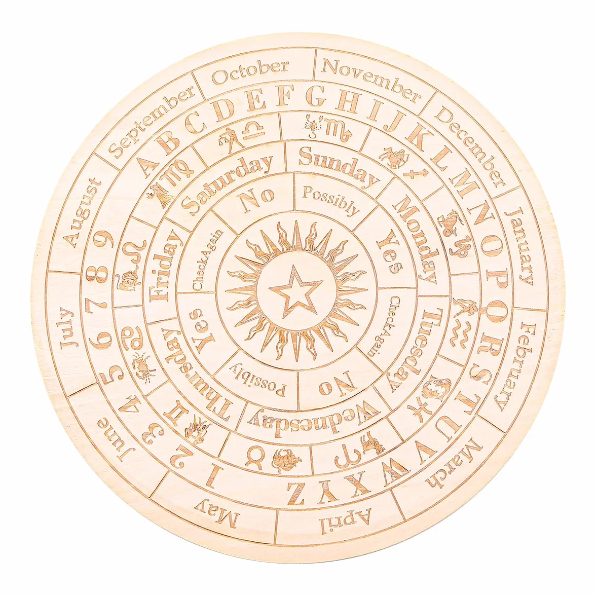 Tavola del Pendolo in Legno Stella 25 cm Kit Divinazione con Collana Cristallo Bacchetta da Rabdomante