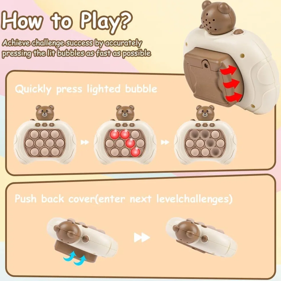 Ainiv Push Bubble Game for Adults, Pop It Fidget Toys, Handheld Fast Speed Push Game, Stress Relief - Red Light