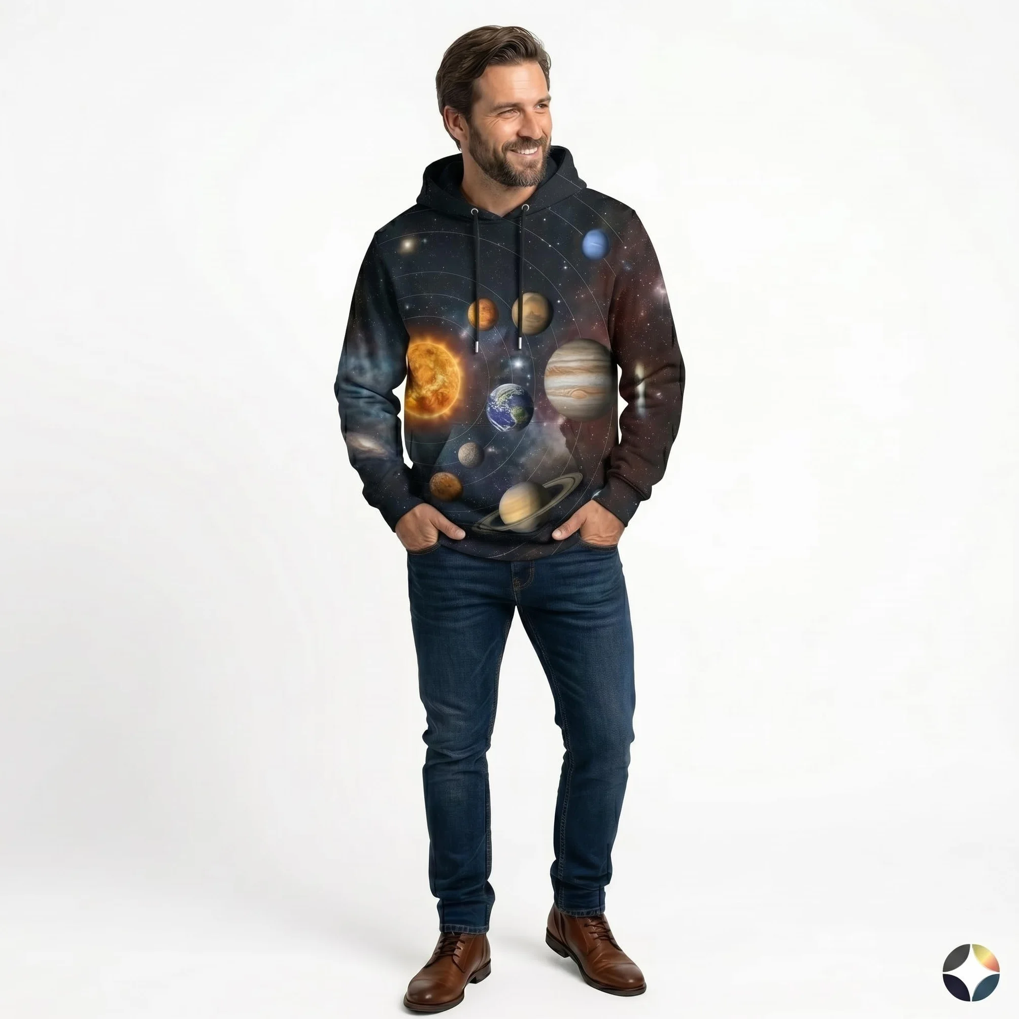 Felpa con Cappuccio Sistema Solare Pianeti Galassia Universo Astronomia Spazio Design Unisex Regalo Per Amanti dell’Astronomia e della Scienza