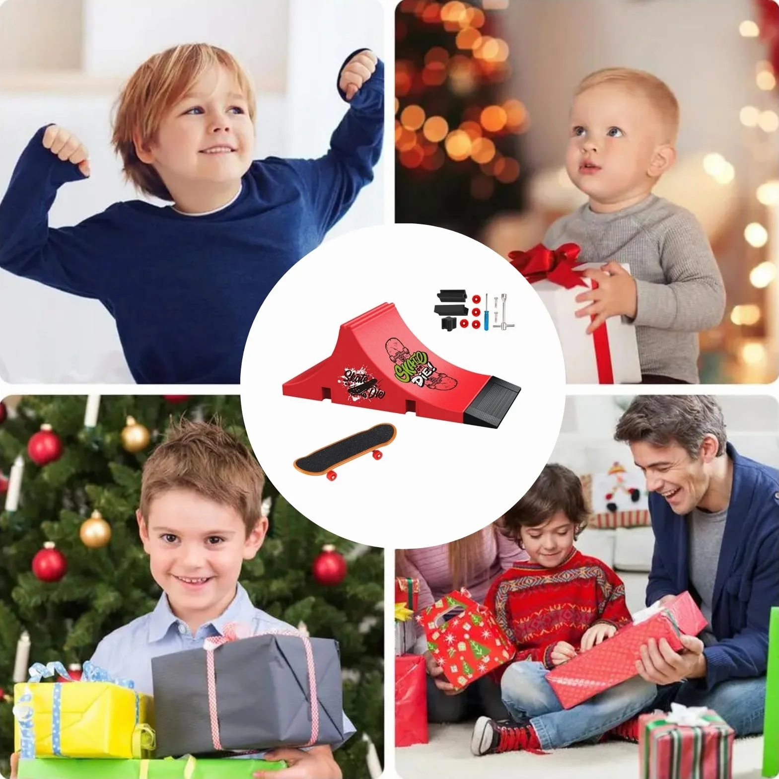Set di Fingerboard e Rampa, Mini Skateboard da Dita con Rampa e Accessori, Fai da te Tech Deck Fingerboard Park Kit Regalo per Bambini (E)