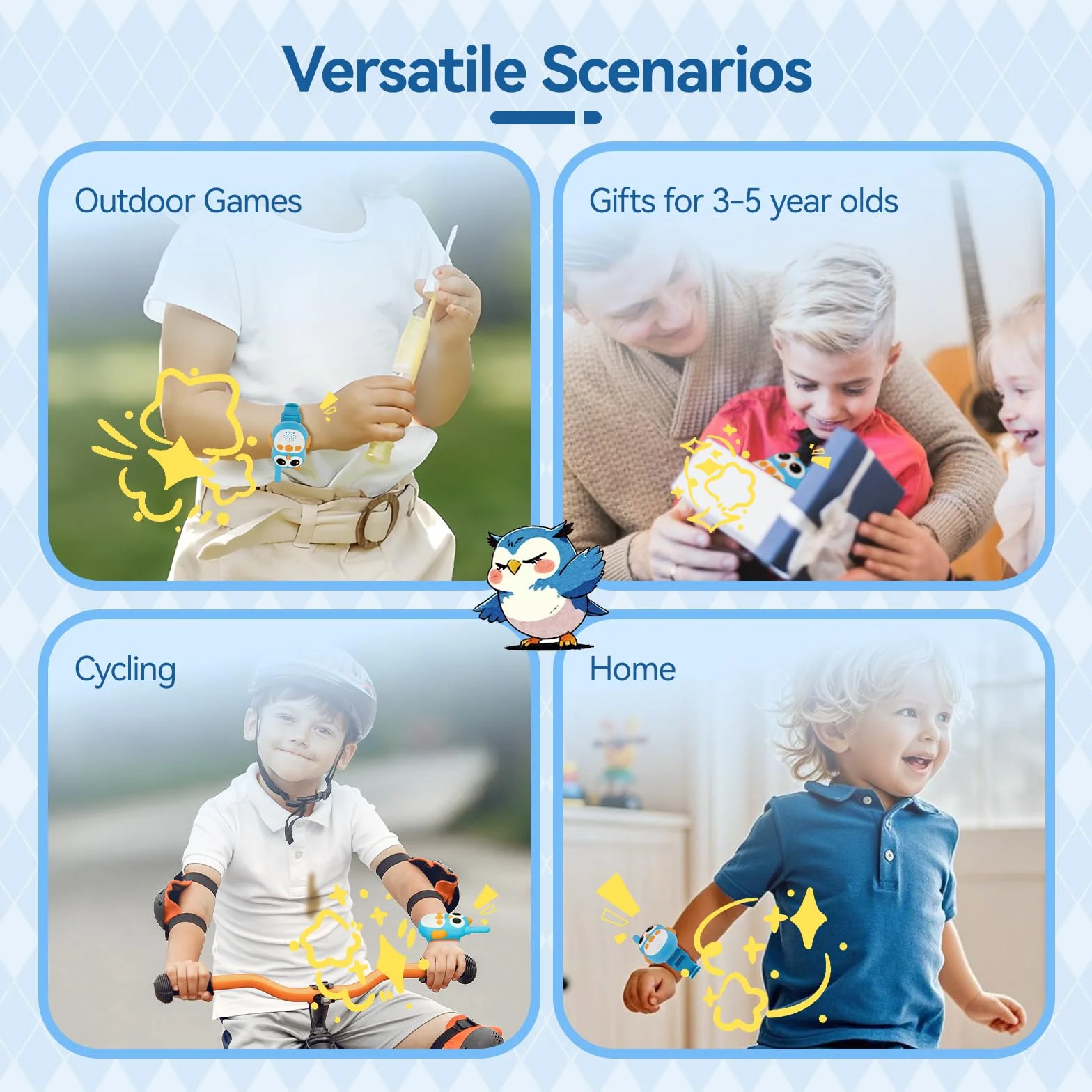 Retevis RT30W Walkie Talkie Bambini Ricaricabili con Occhi LED, Giocattoli Regalo Bambino 4-8 Anni (1 Coppia)