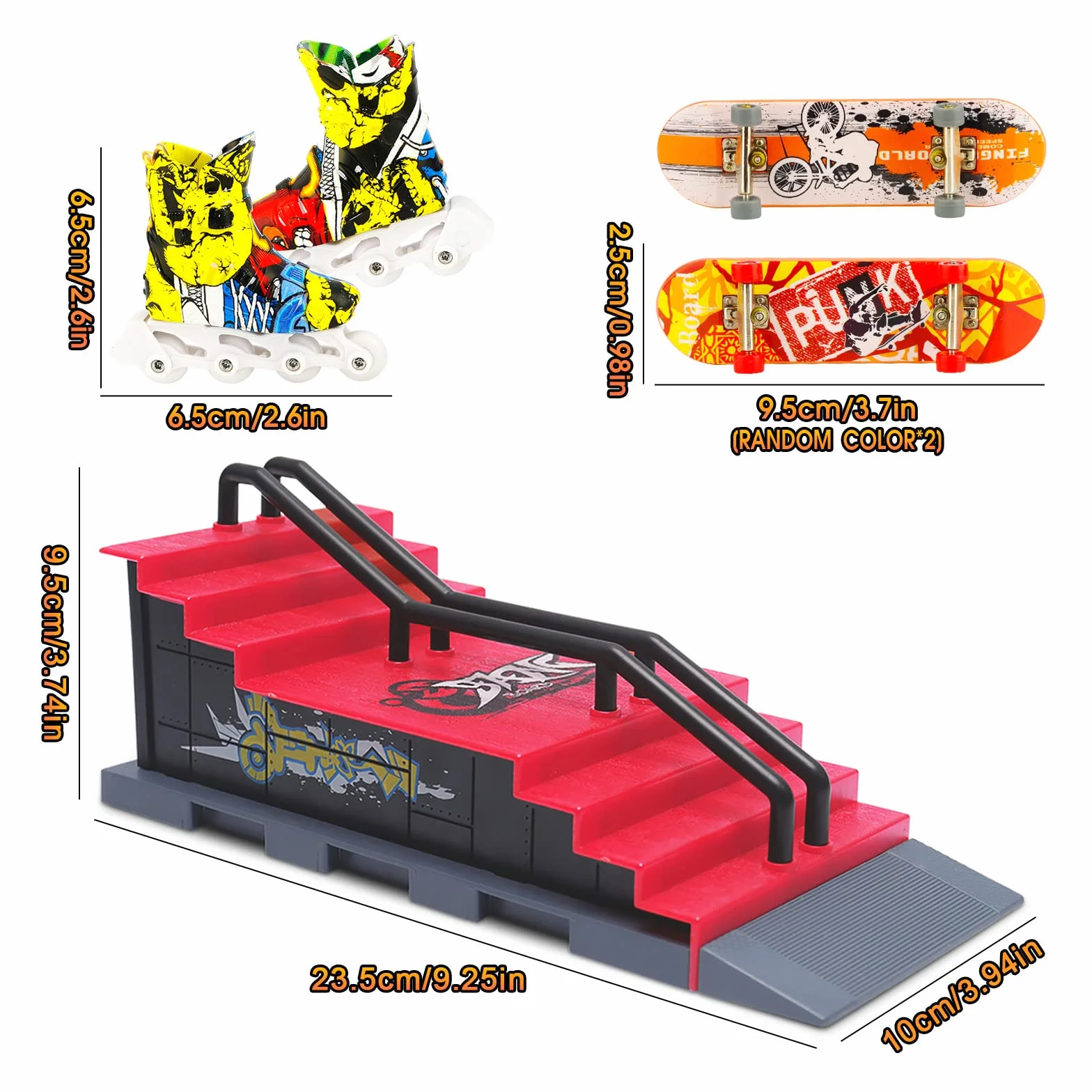 MOMSIV Mini Skateboard per Dita con rampa e Set di Accessori, F