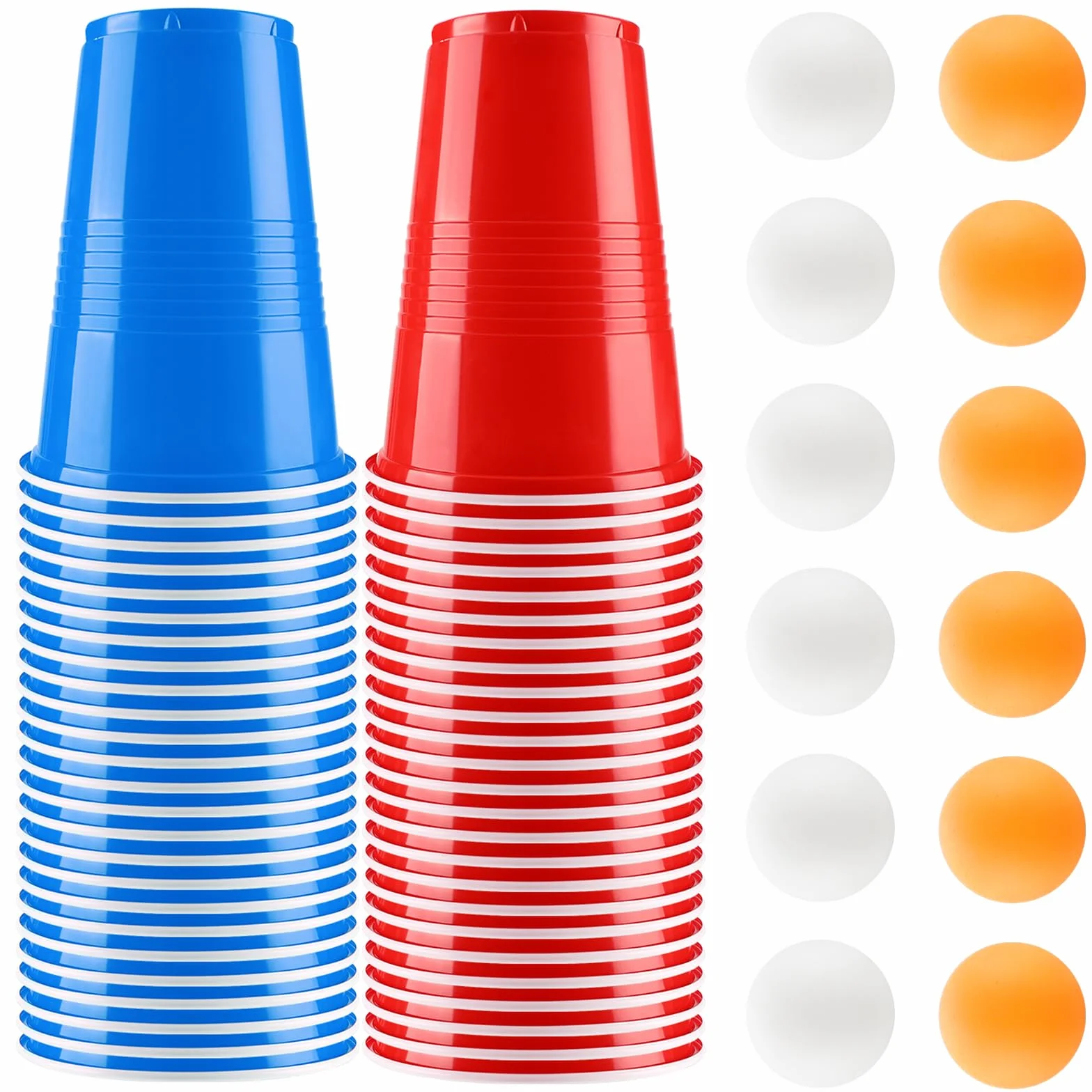 Litimkat Set di Bicchieri da Birra Pong, 50 Bicchieri Beer Pong(500ml) e 12 Palline da P ing Pong, Bicchieri riutilizzabili, per Giochi di bevute, Feste, Compleanni, Festival, Matrimoni, Campeggio
