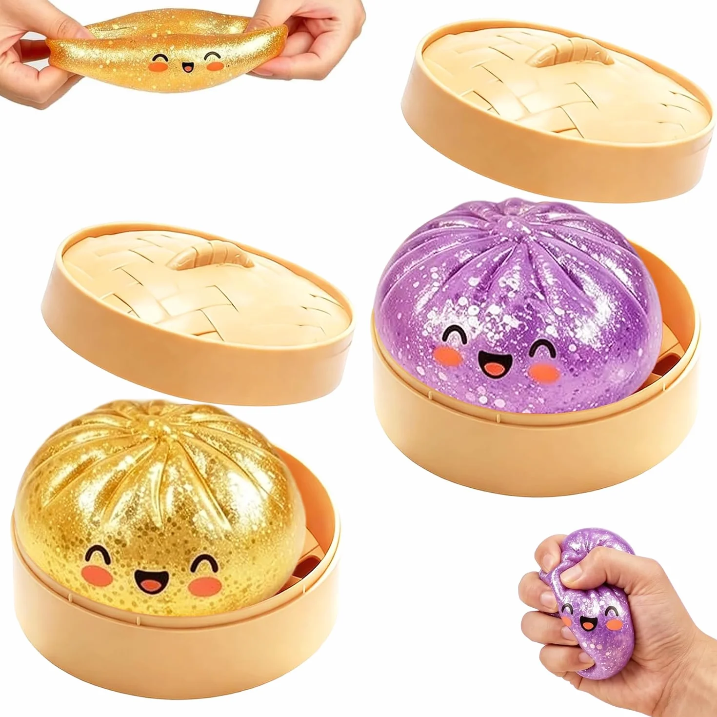 Giocattoli Antistress Gnocco, 2 Pezzi Glitter Dumpling Squishy, Fidget Toy Gigante