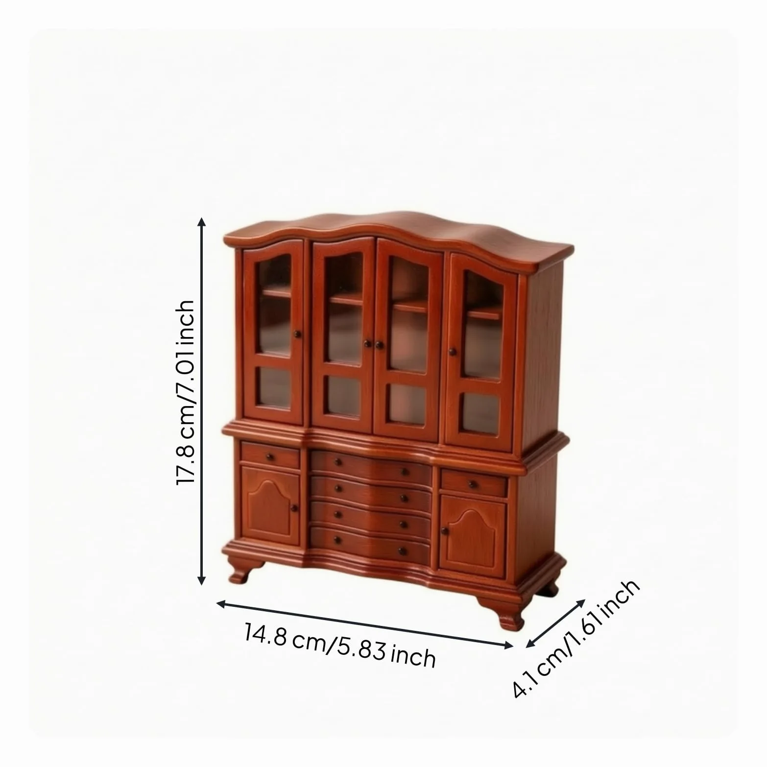 Gralara Credenza in Miniatura con in Vetro Mobile D'epoca Miniatura Trasparente Vetrina con Apribili per Casa Delle Bambole