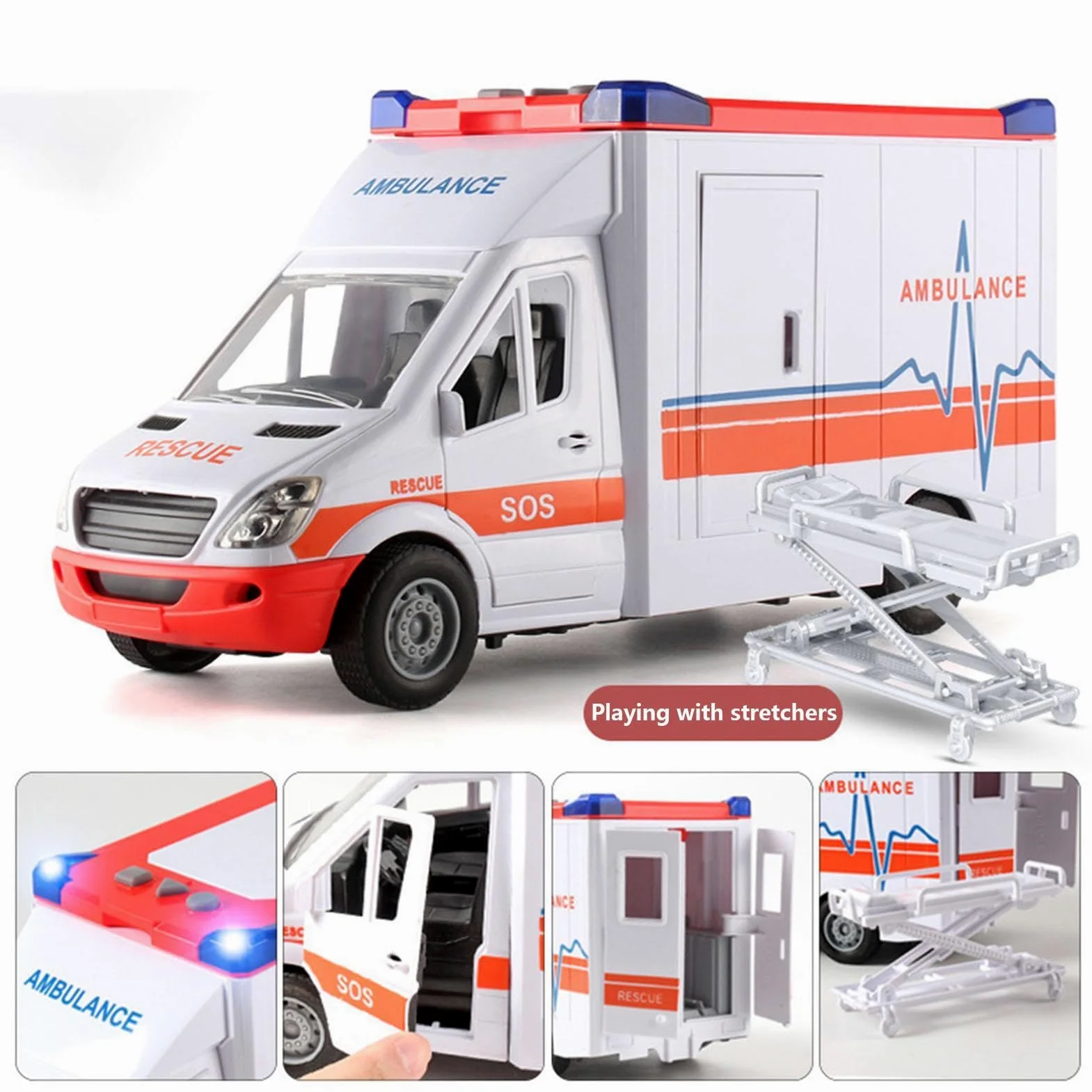 Auto Giocattolo 'ambulanza – Veicolo Di Salvataggio Con Effetti Luminosi E | Suono Della , Grandi Auto Di Lunga Durata | Giocare E Imparare Per Bambini Set Di D