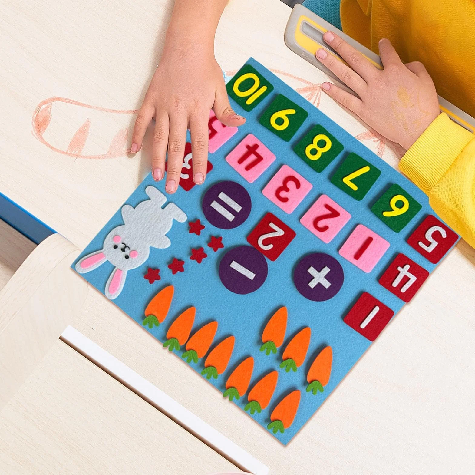 Tabella in feltro – Conteggio e sottrazione – Tavola in feltro – Tabella in feltro con numeri per i bambini – Giocattolo educativo per la matematica