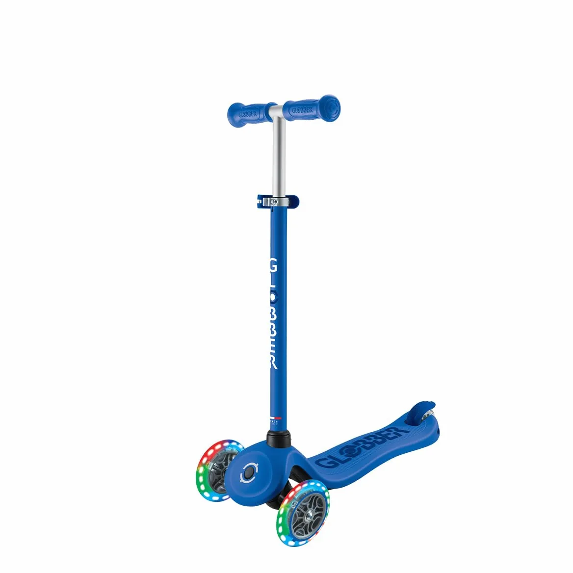 Globber - GO•UP SPORTY LIGHTS - Monopattino a 3 ruote con seduta, per bambini dai 15 mesi ai 6 anni, Blu scuro